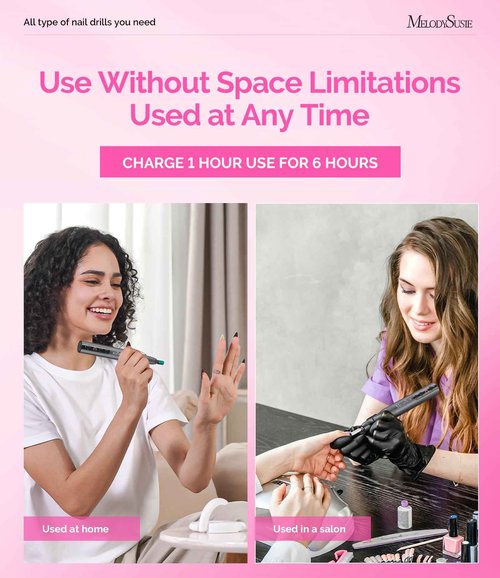 MelodySusie Rechargeable Cordless Electric Nail Drill with 21pcs Nail Drill Bit Set