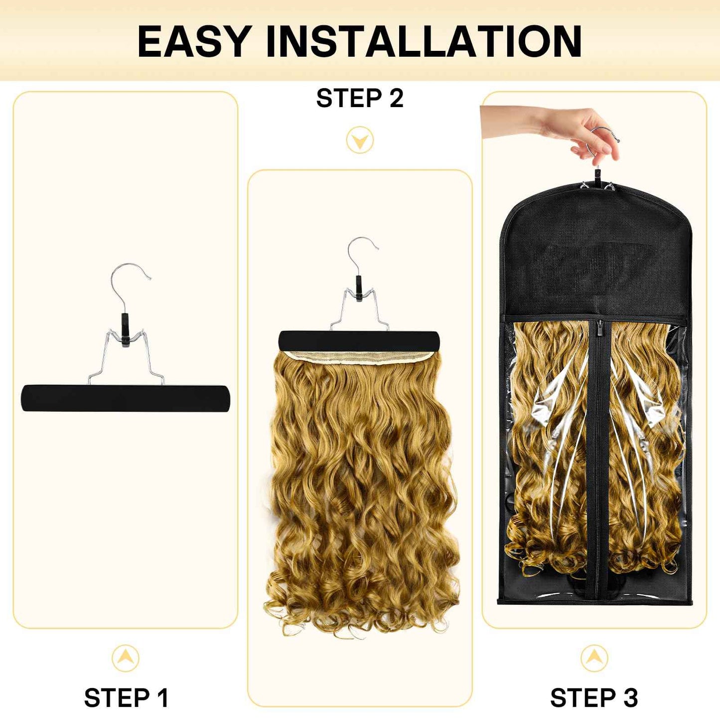 VARIPOWDER 10pcs Wig Storage Bags with Hanger Hair Extensions Storage for Multiple Wigs, Dust-Proof Wigs Bag with Strong Holder Home Travel Closet Wigs & Accessories