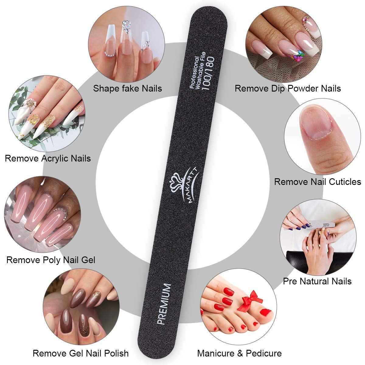 Makartt Nail Tool Sterilizer Bundle with Nail File 100 180 Grit Nails Files for Acrylic Nails Poly Nail Gel Double Sided Black