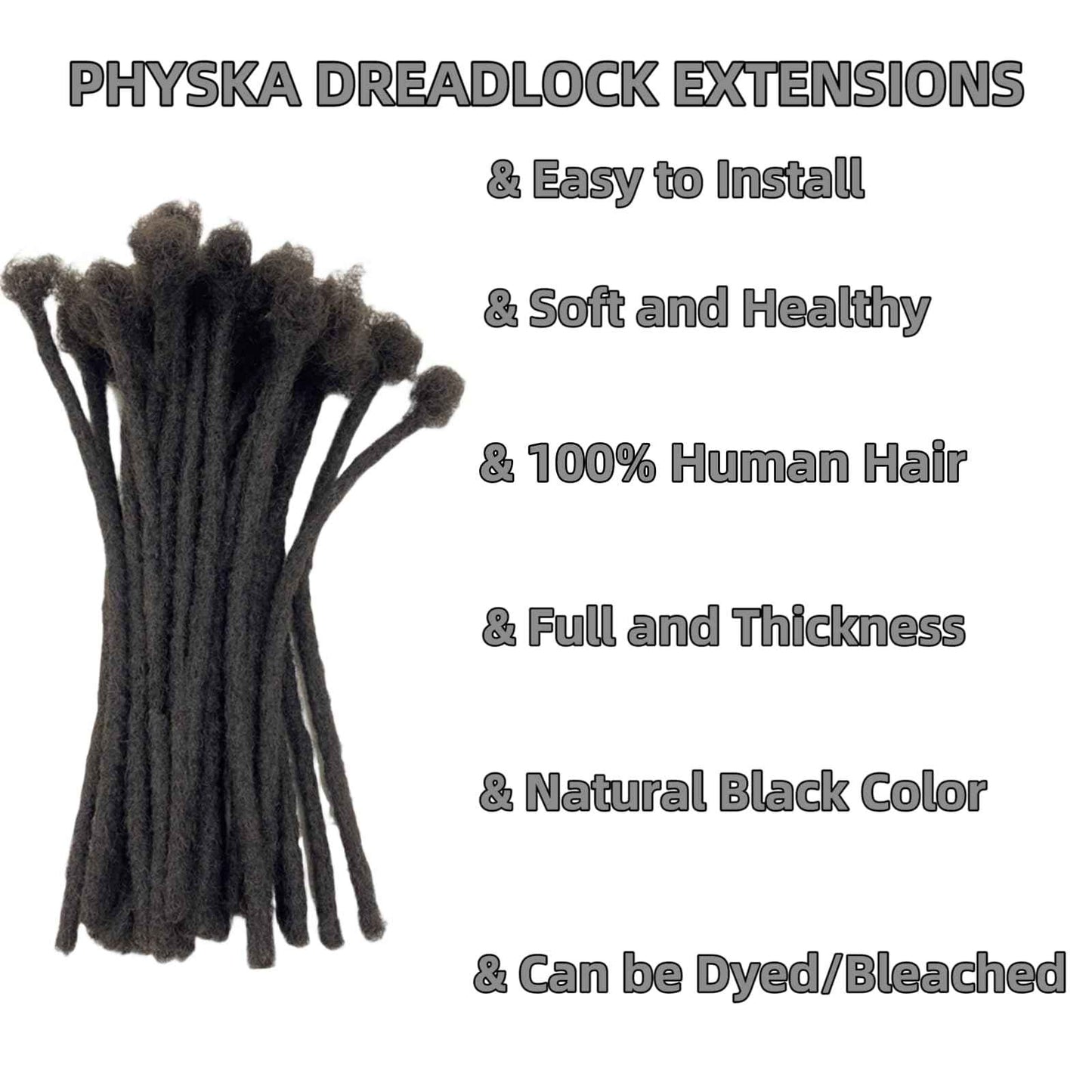 0.2cm Width 8Inch 20 Strands Loc Extension Human Hair 100% Handmade Permanent Real Dreadlock Extensions Human Hair For Women/Men/Kids Can Be Dyed Bleached Curled (width 0.2cm #1B color)