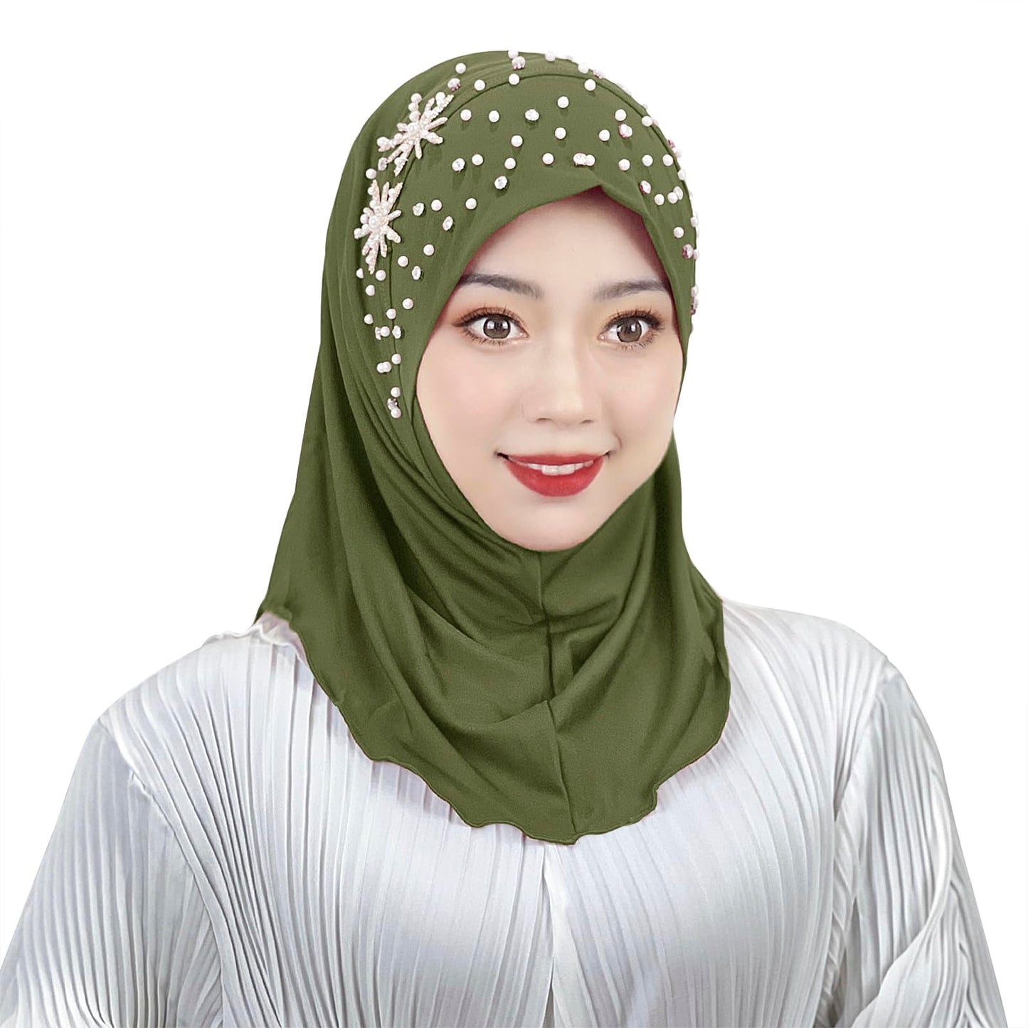 PURFUN Women Shiny Rhinestone Stars Muslim Hijab Soft Breathable Turban Head Scarf Teens Chic Anti-UV Arabian Islamic Ramadan Headscarf Eid Headwrap Hair Loss Caps Beanie Headwear