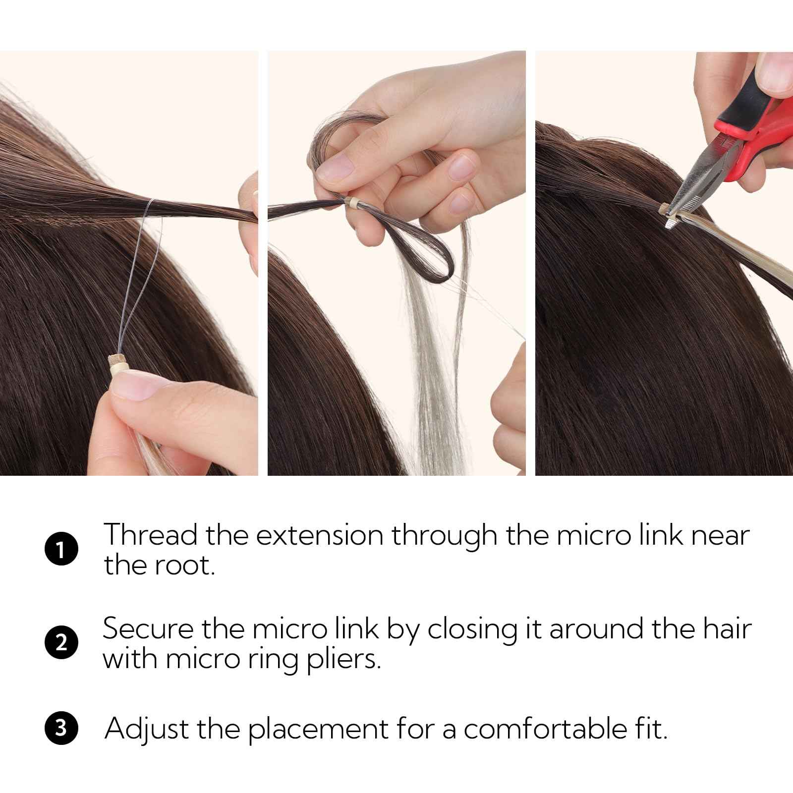 HOTBANANA Micro Ring Hair Extensions, 14 inch 50g 50s Copper Micro Beads Link Straight Real Human Hair Extensions