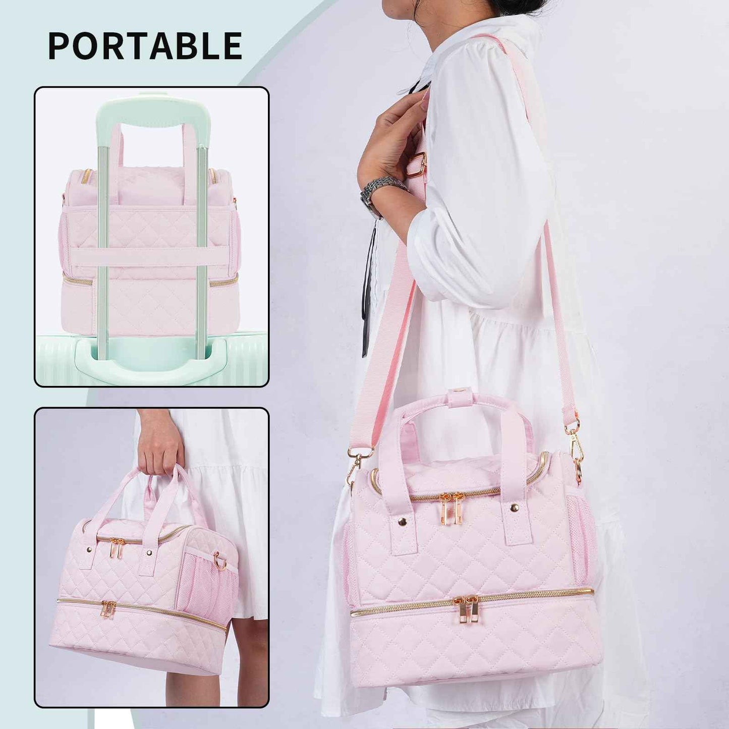 VOFIpremiAm Nail Polish Organizer Case Fits Nail Lamp and 30 Bottles,Nail Organizers and Storage for Nail Tech Travel,Pretty Nail Polish Storage Bag Fits Nail Kit & Manicure Tools (Patented)