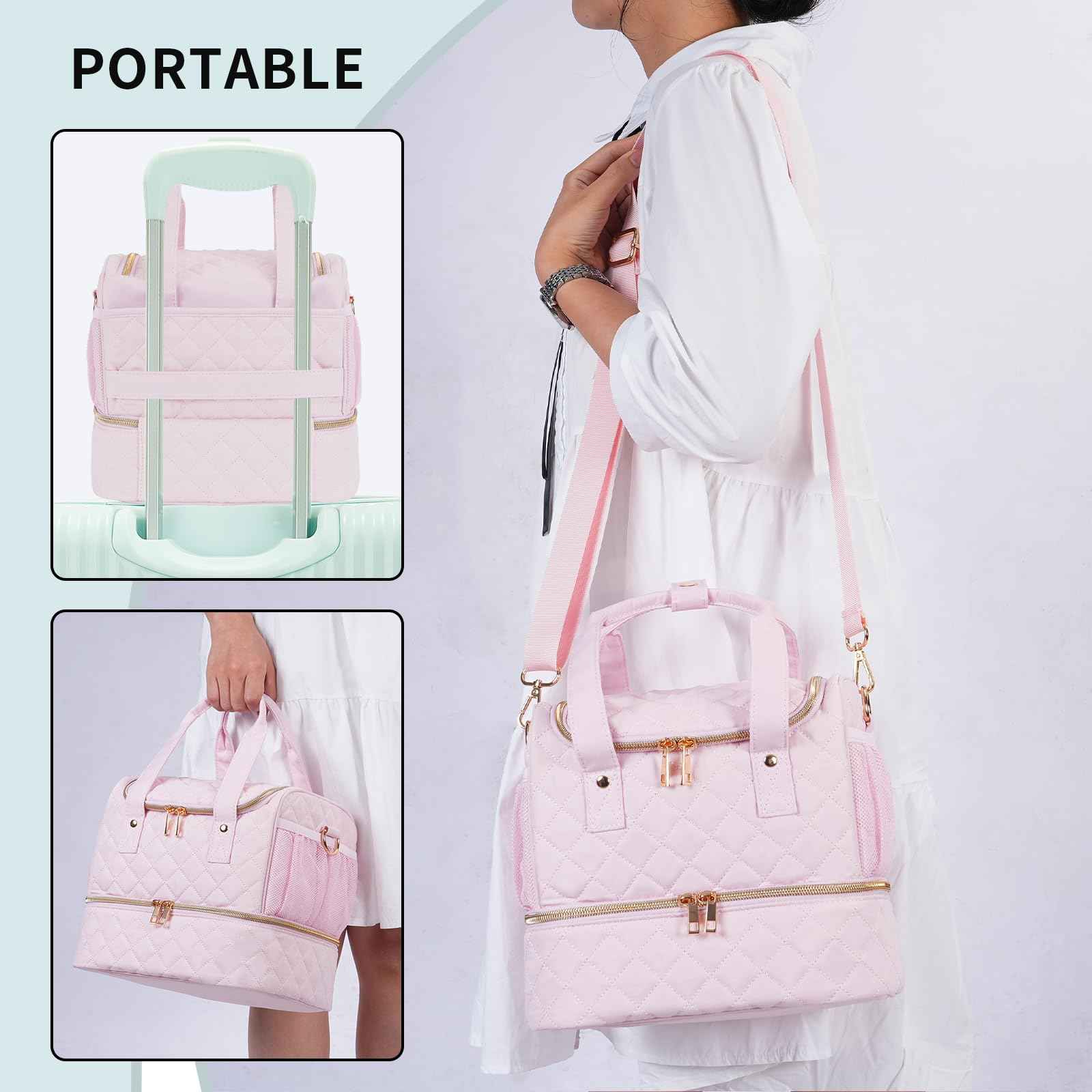 VOFIpremiAm Nail Polish Organizer Case Fits Nail Lamp and 30 Bottles,Nail Organizers and Storage for Nail Tech Travel,Pretty Nail Polish Storage Bag Fits Nail Kit & Manicure Tools (Patented)