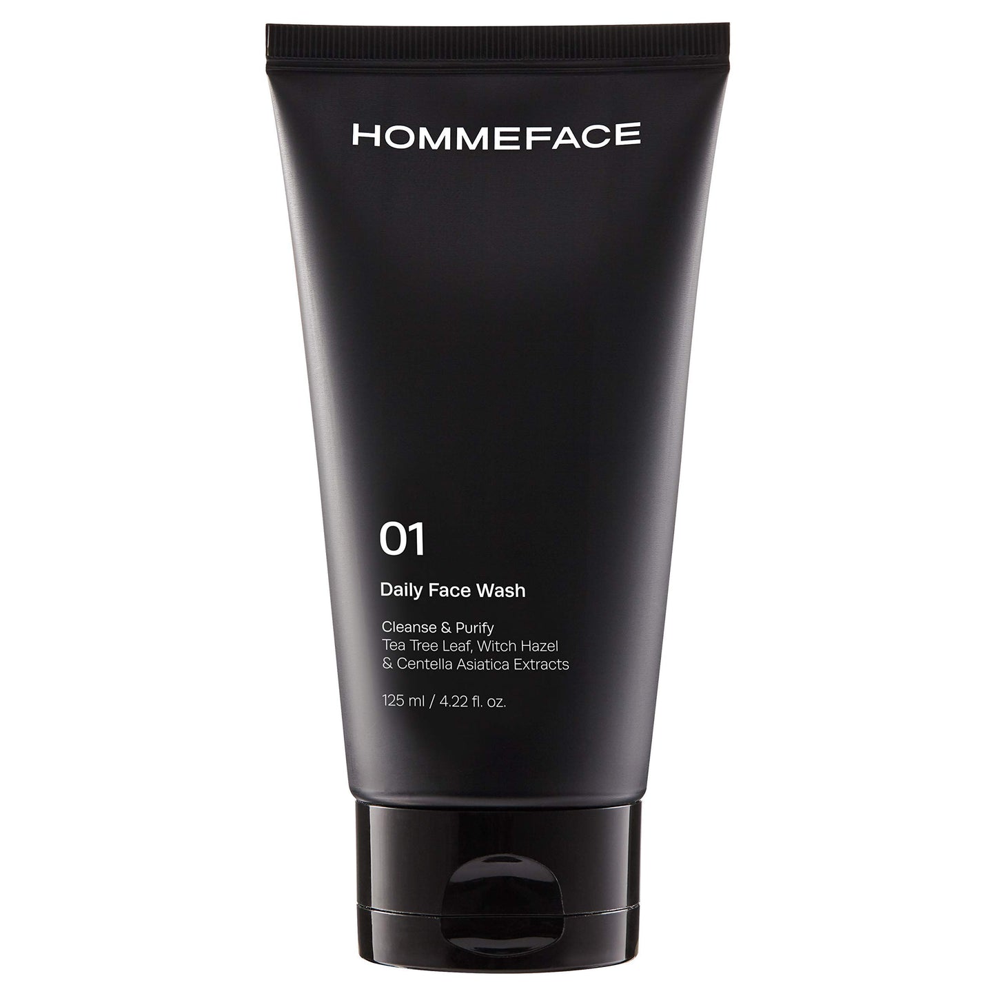 HommeFace Daily Face Wash for Men, 4.22 Fl. Oz. Gentle Facial Cleanser for Deep Cleansing & Purifying with Collagen, Witch Hazel & Cica Extracts, Vegan