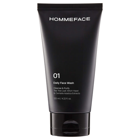 HommeFace Daily Face Wash for Men, 4.22 Fl. Oz. Gentle Facial Cleanser for Deep Cleansing & Purifying with Collagen, Witch Hazel & Cica Extracts, Vegan