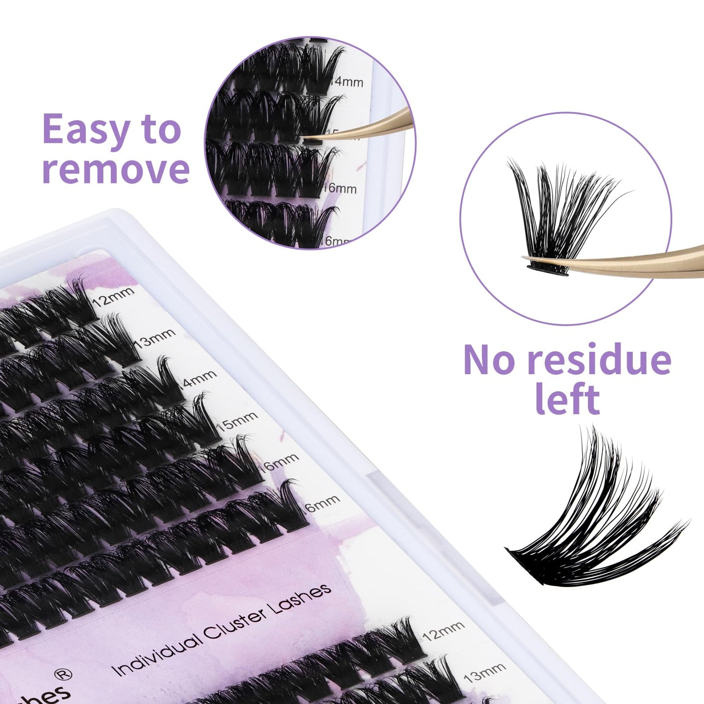 Lash Clusters 60D/80D Eyelash Clusters Fluffy DIY Lashes Wispy D Curl Lashes Clusters Mixed Length 16-20mm Fluffy Individual Lash Clusters Eyelash Extensions for DIY Lashes at Home