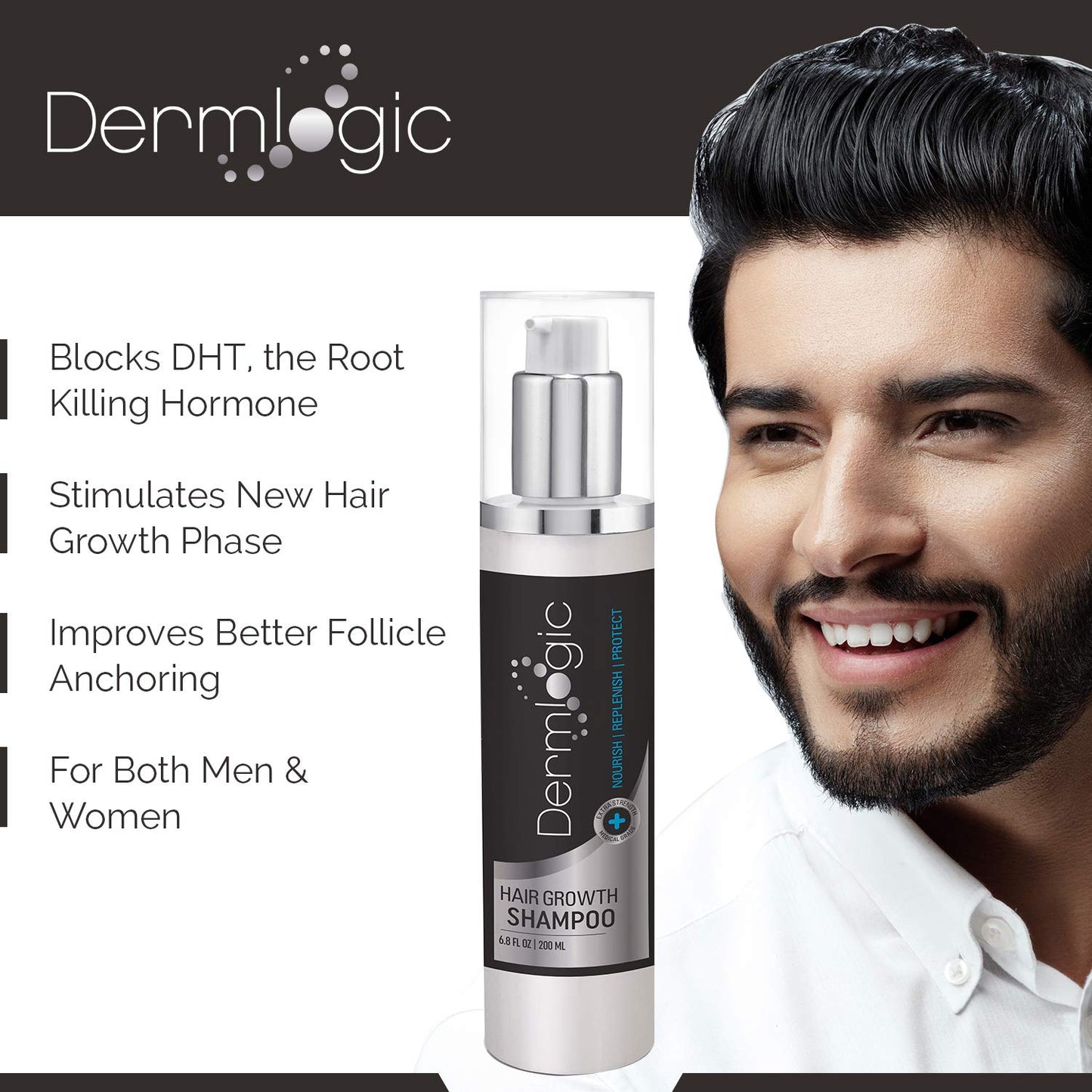 Hair Growth Shampoo-Extra Strength DHT Blocker. Stimulates & Repairs New Follicle Regrowth. Grow Stronger, Thicker, Fuller, Longer, Healthier Hair. For Men & Women with No Side Effects