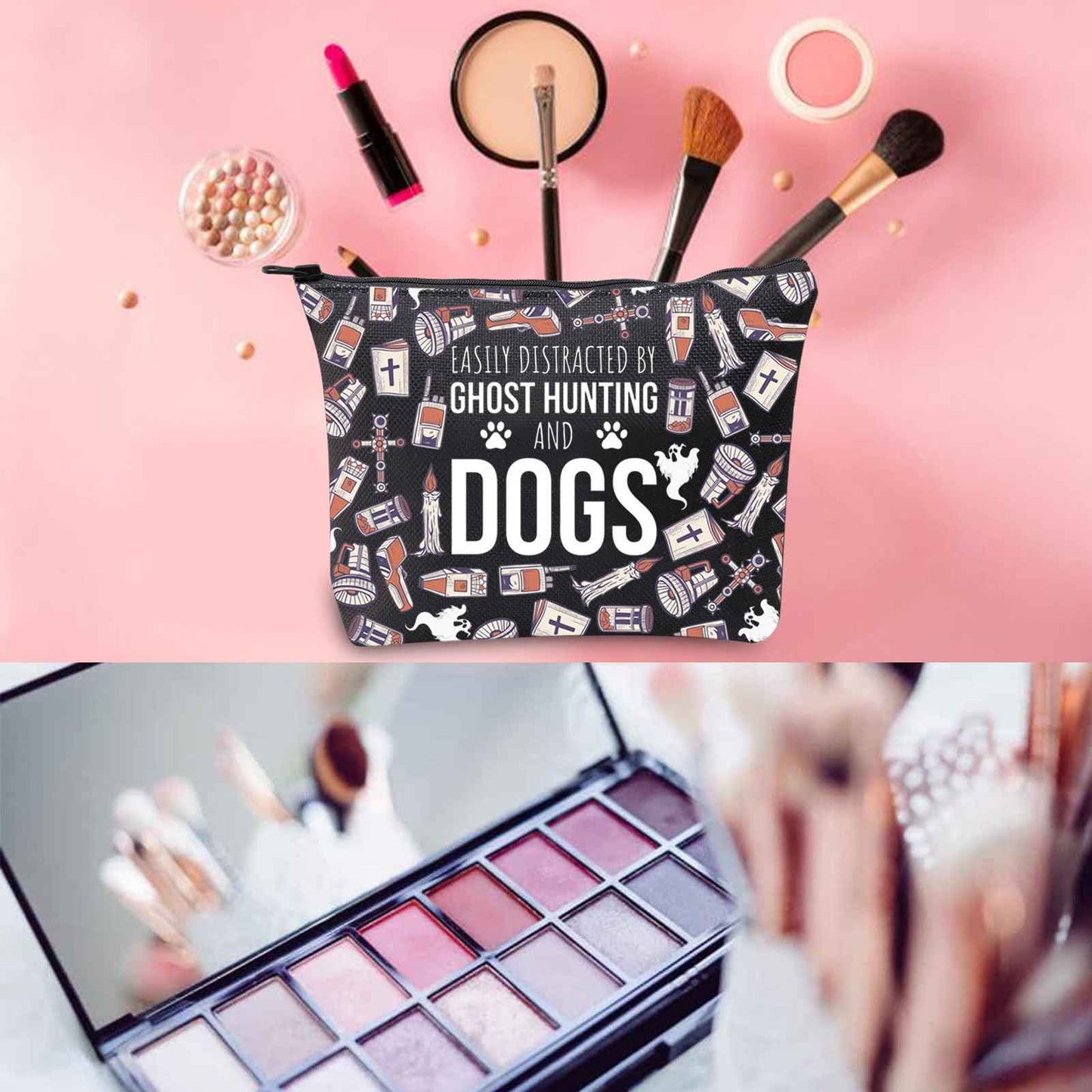 WCGXKO Dog Lover gift Dog Owner gift Adventurers Gift Hallowen Day Gift Zipper Pouch Makeup Bag (HUNTING AND DOGS)