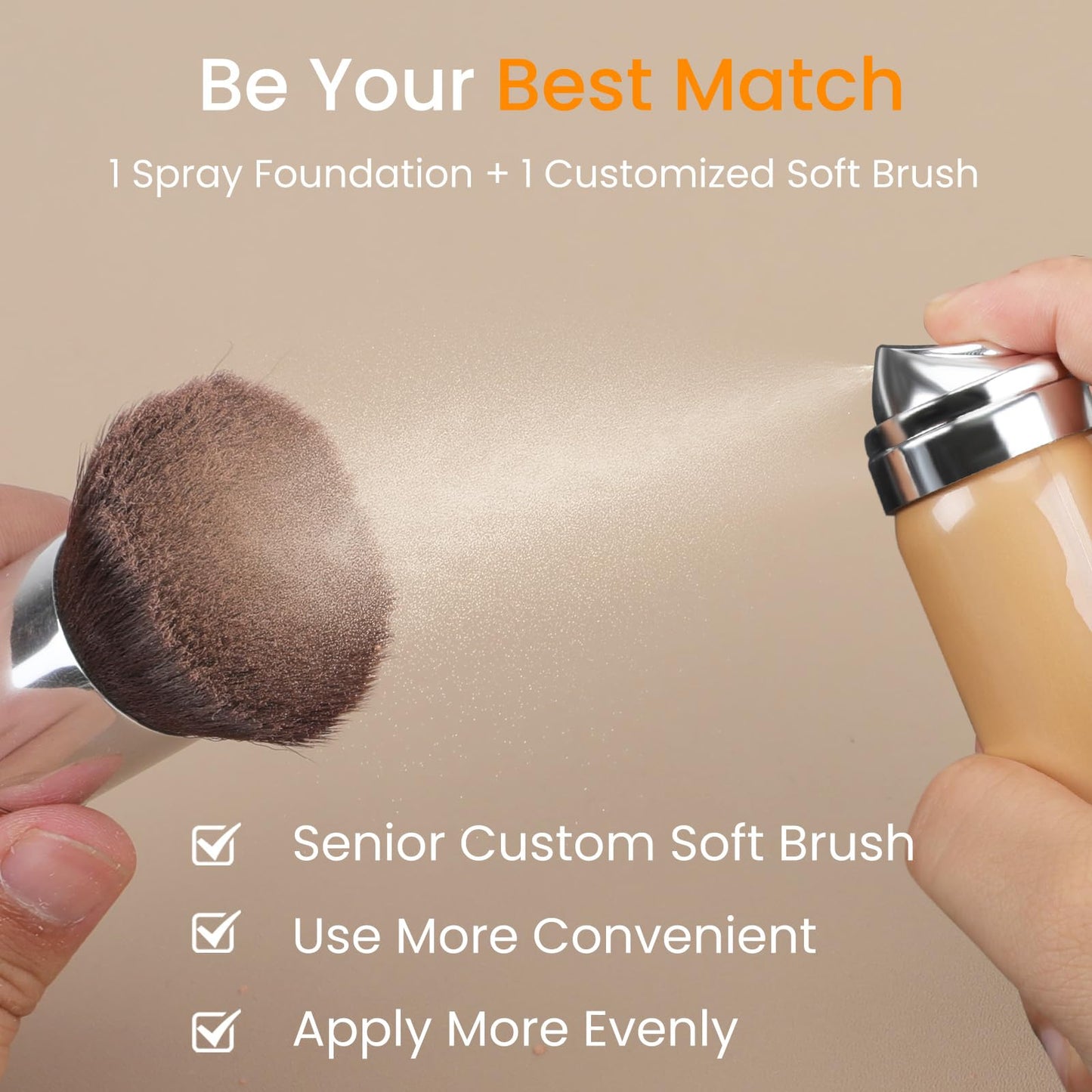 TOSOUATOP Airbrush Foundation Set with Soft Makeup Brush, [Light Weight], [Long Lasting], [Anti-aging Ingredient], [Oil Control Formula], Full Coverage Foundation for All Skin Type, 05# Sand