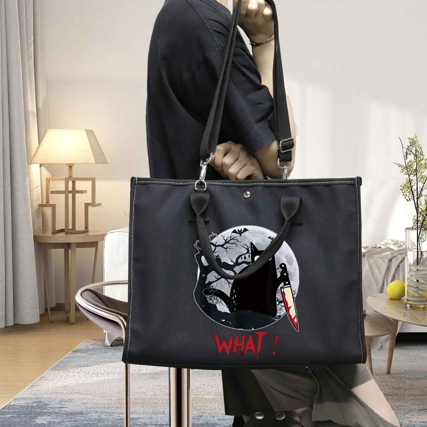 LEVLO Murderous Cat With Knife Cosmetic Make Up Bag Sneaky Cartoon Aminal Inspired Gifts Cat What Makeup Zipper Pouch Bag (C at What LT)