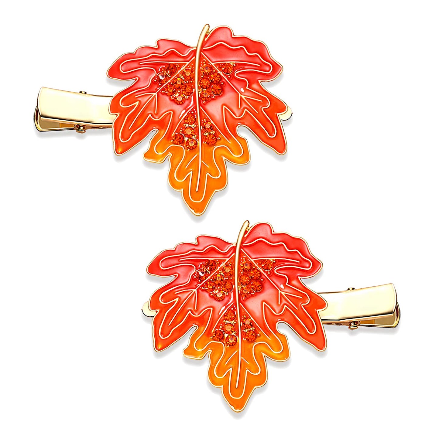 Thanksgiving Hair Clips Fall Hairpins for Women Enamel Rhinestone Maple Leaf Turkey Pumpkin Alligator Hair Clips Autumn Gathering Party Hair Accessory Gifts