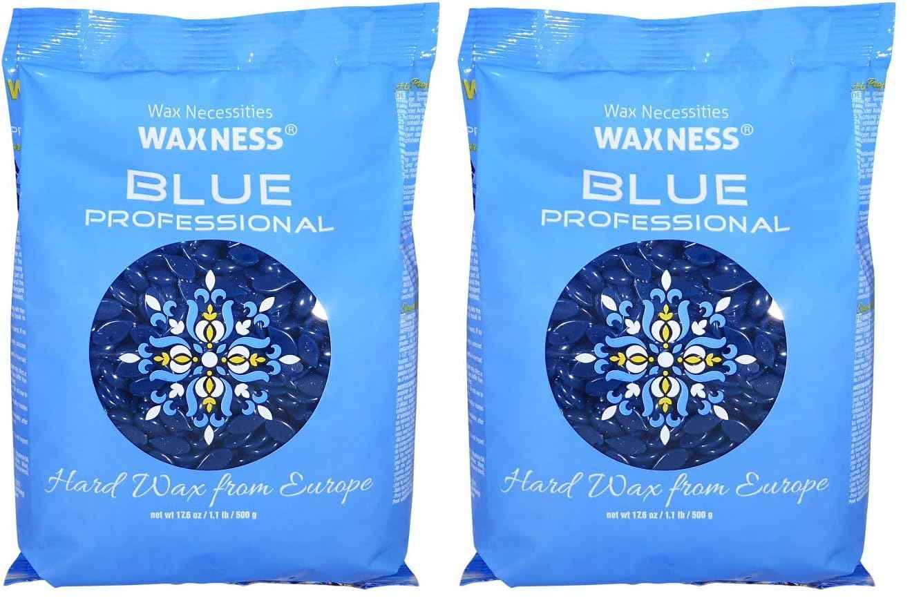 Waxness Premium Hard Wax Beads Blue Pro 1.1 Pounds (Pack of 2)