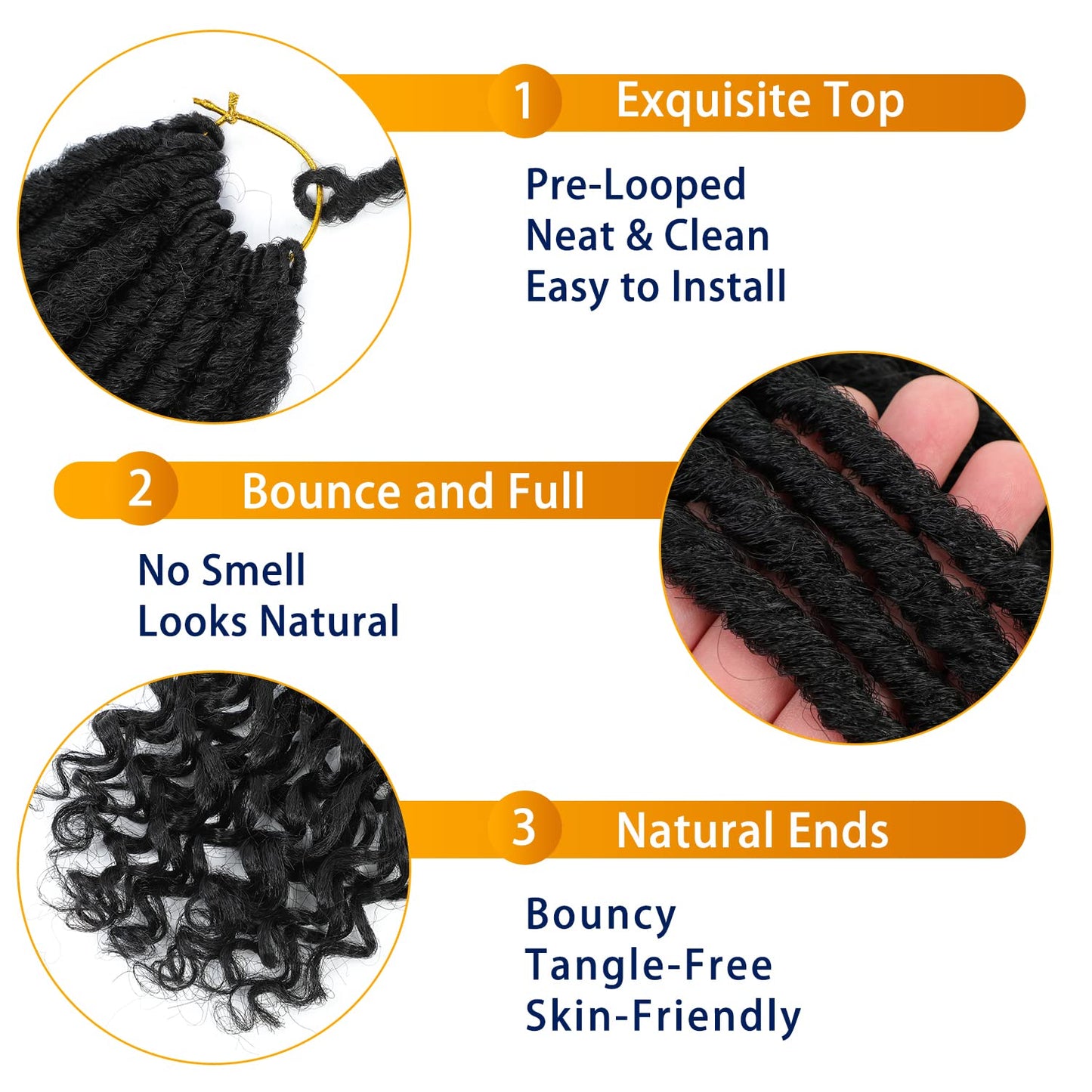 Goddess Locs Crochet Hair 6 Packs 24 Inch Straight Faux Locs Crochet Hair for Black Women, Crochet Pre-Looped Curly Hair Soft Faux Locs Synthetic Braiding Hair Extensions (24 Inch, 6 Packs, 1B#)