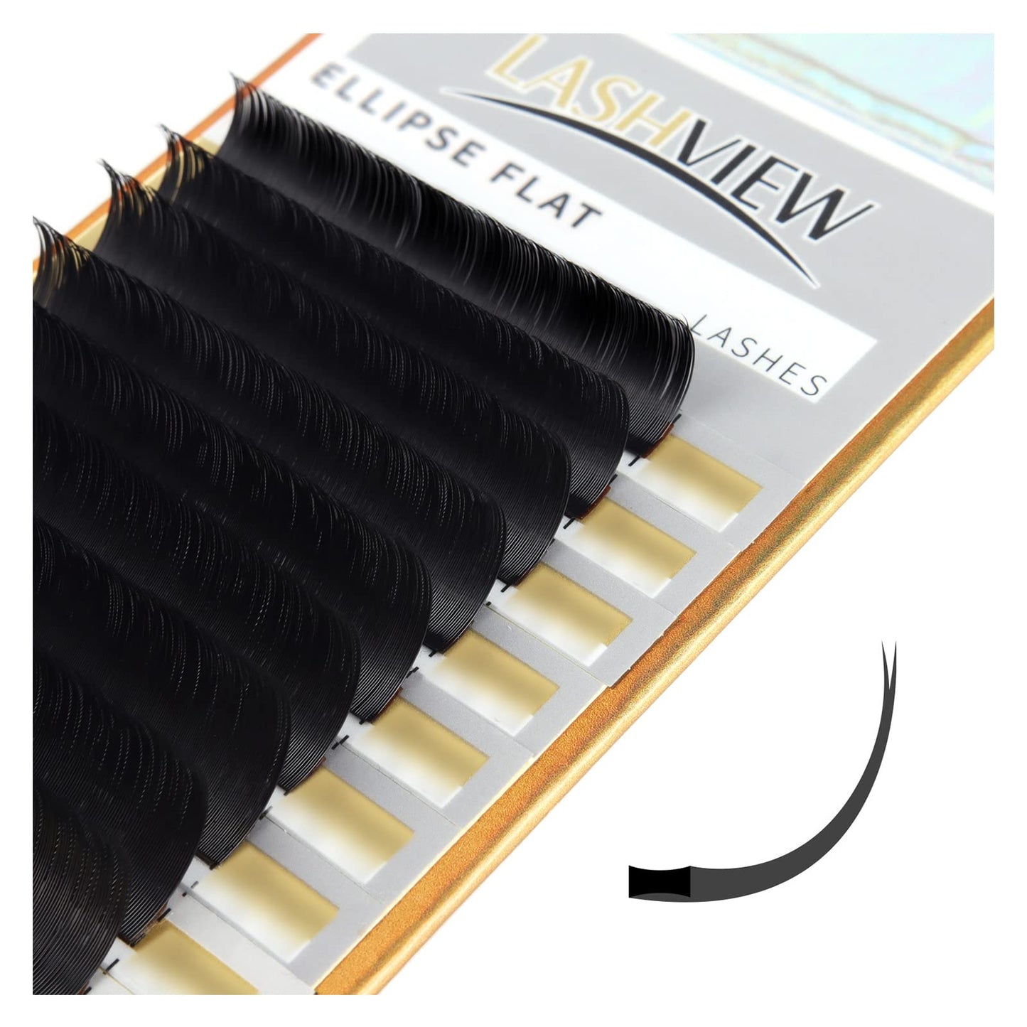 LASHVIEW Eyelash Extension,Ellipse Flat Eyelash Extensions,Individual Lashes,0.15mm C Curl 15mm,Lash Extension,Semi-Permanent,Extremely Light & Soft,Professional Salon Use.