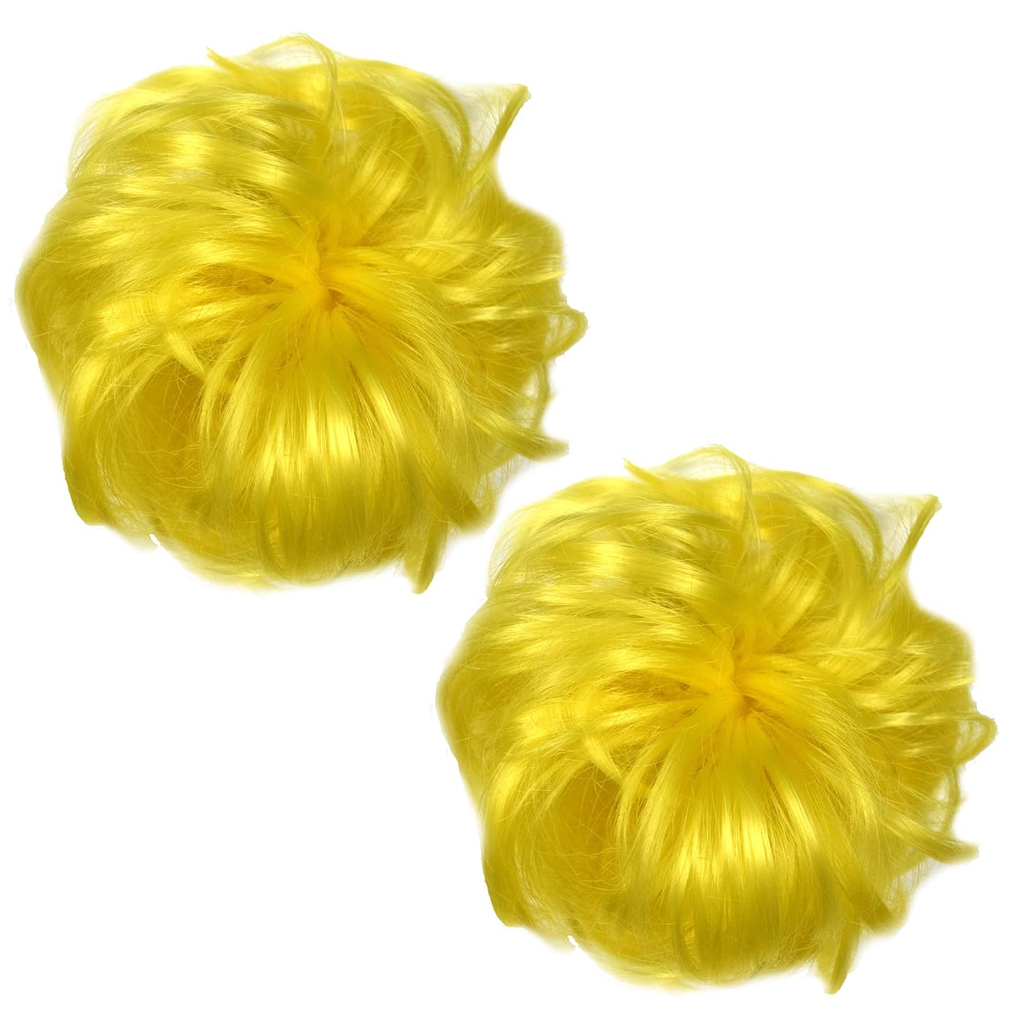 Kediciz Messy Bun Hair Piece, 2PCS Fake Hair Buns Scrunchies Extensions Synthetic Thick Updo Hairpieces Curly Wavy Chignon Ponytail for Women Girls Kids Yellow