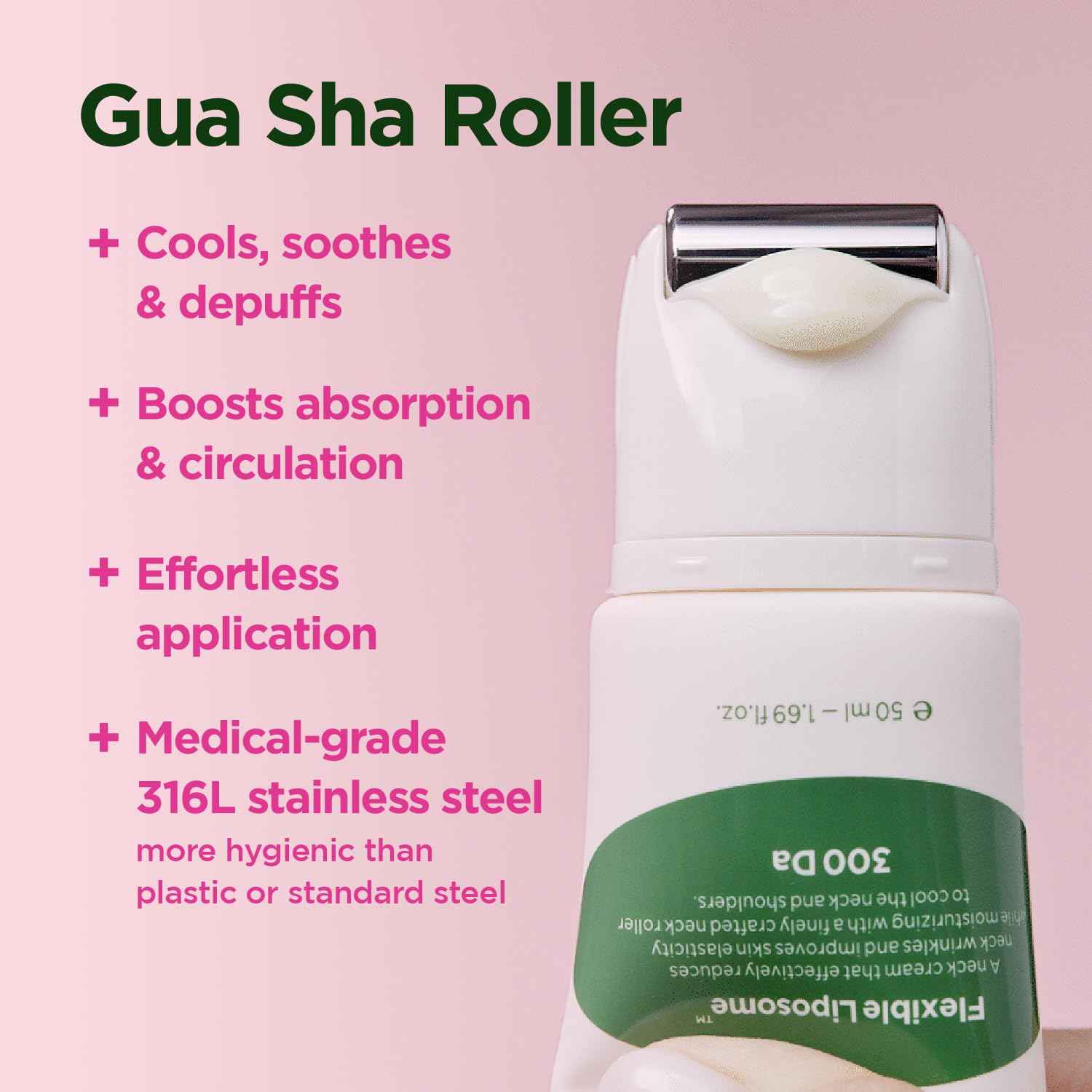 CKD Retino Collagen Gua Sha Neck Cream - Firming Cream for Neck and Jawline Tightening, Lifting, and Wrinkle Reduction with Stainless Steel Roller. Korean Skin Care,1.69 fl oz.