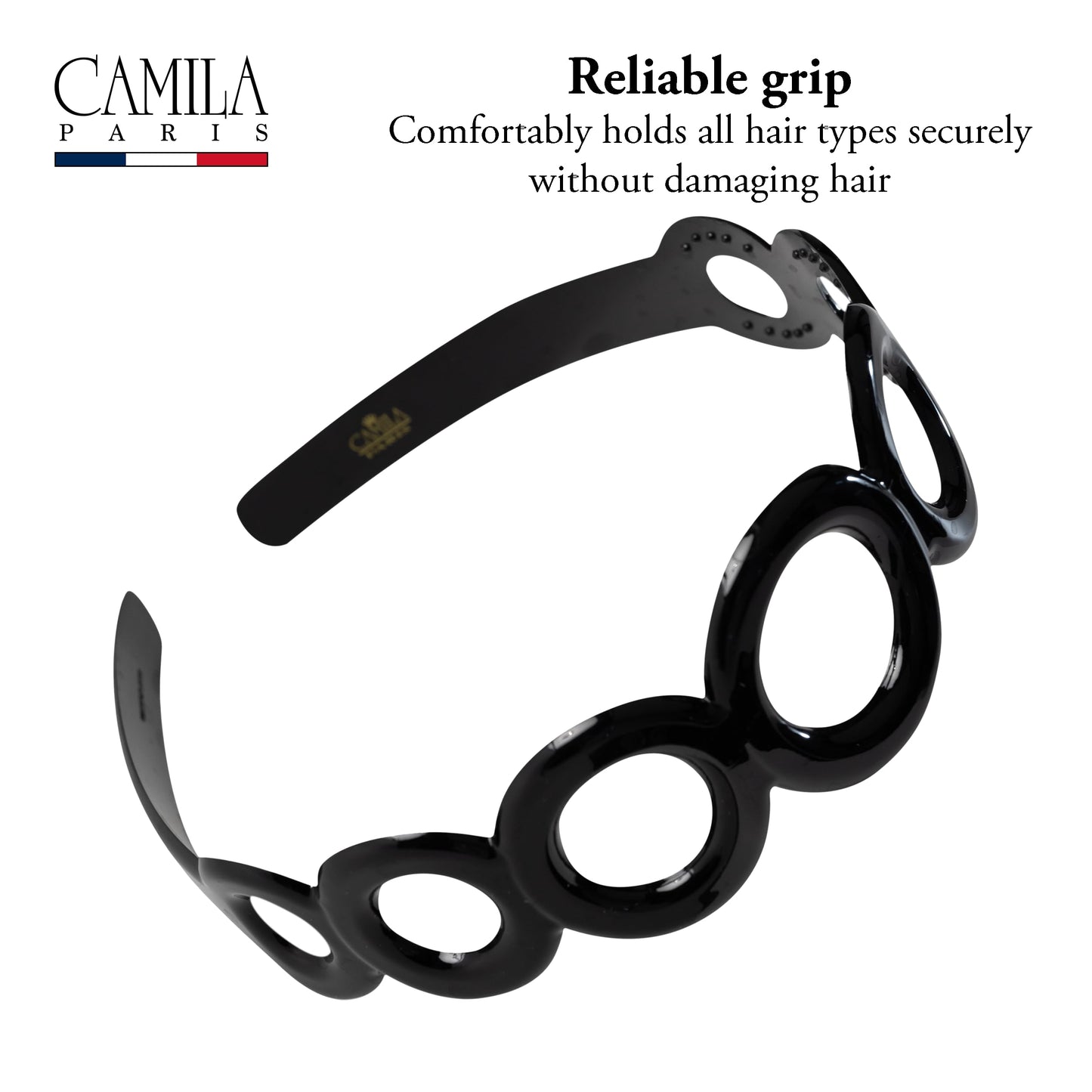 Camila Paris CP3296 French Headband for Women, Strong Hold Grip Women's Hair Band, Very Flexible, No Slip and Durable Styling Girls Hair Accessories, Made in France with Cellulose