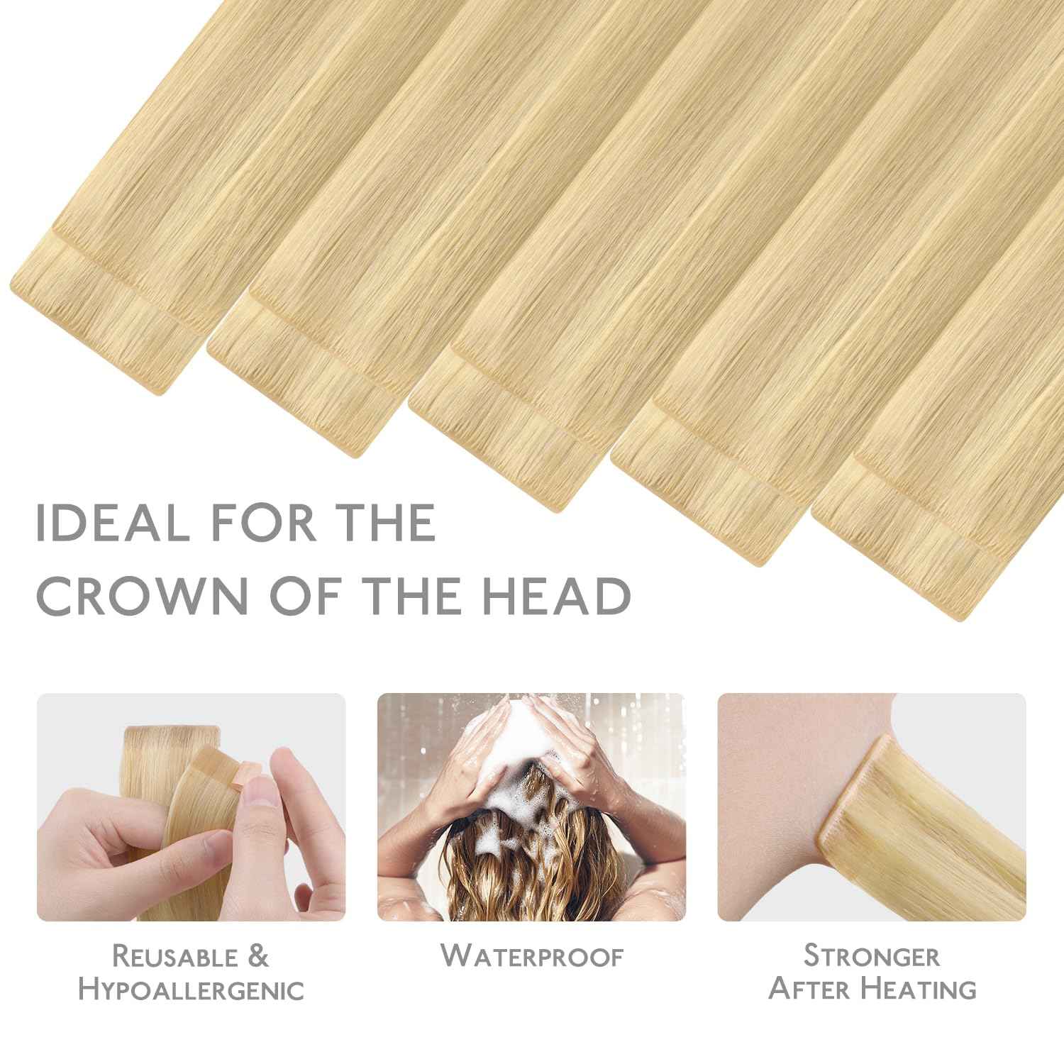 WENNALIFE Invisi Edge Tape in Hair Extensions Human Hair, 18 Inch 25g 10pcs Light Blonde Highlighted Golden Blonde Invisible Luxury Remy Hair Extensions Natural Seamless Injected Straight Extensiones