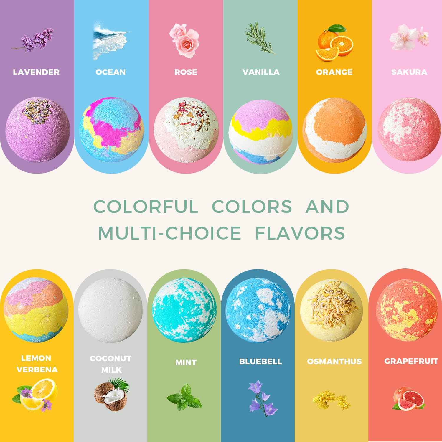 Leafgift Bath Bombs Gift Set, 12pcs Handmade Bath Fizzies with Natural Sea Salt Cocoa & Shea Butter, Perfect for Bubble Bath Spa, Moisturizing Dry Skin, Stress Relief, Best Gift for Women, Men