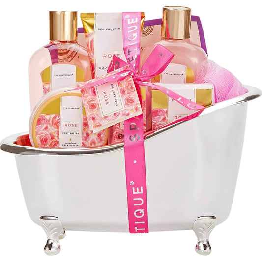spa luxetique Gift Set For Women, Bath Sets for Women Gift, 8 Pcs Rose Spa Basket Includes Bubble Bath, Shower Gel, Body Lotion, Birthday Spa Gifts, Mother‘s Day Gifts for Mom