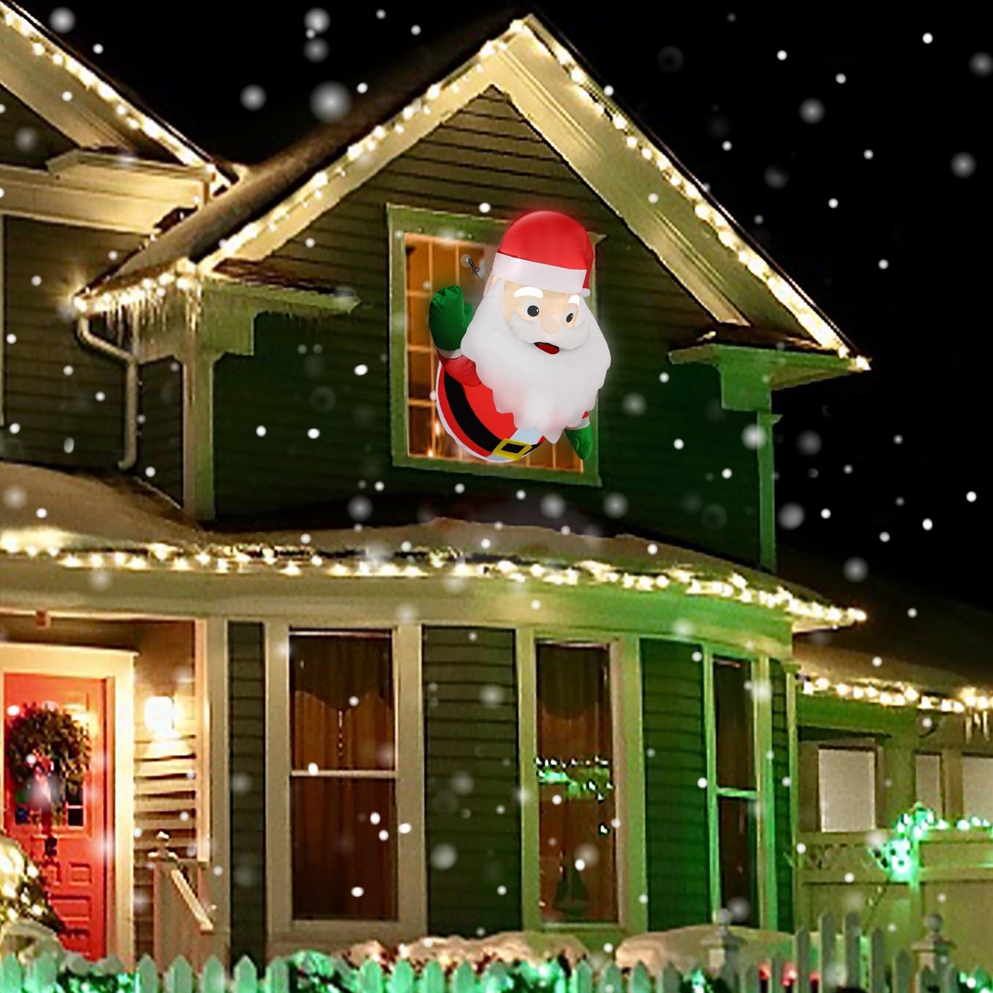 TURNMEON 3.5 Ft Christmas Inflatable Santa Claus Lean Out from Window Outdoor Christmas Decorations Blow Up Xmas Decor with LED Lights Christmas Decorations Party Outside Indoor Home Yard Garden Lawn