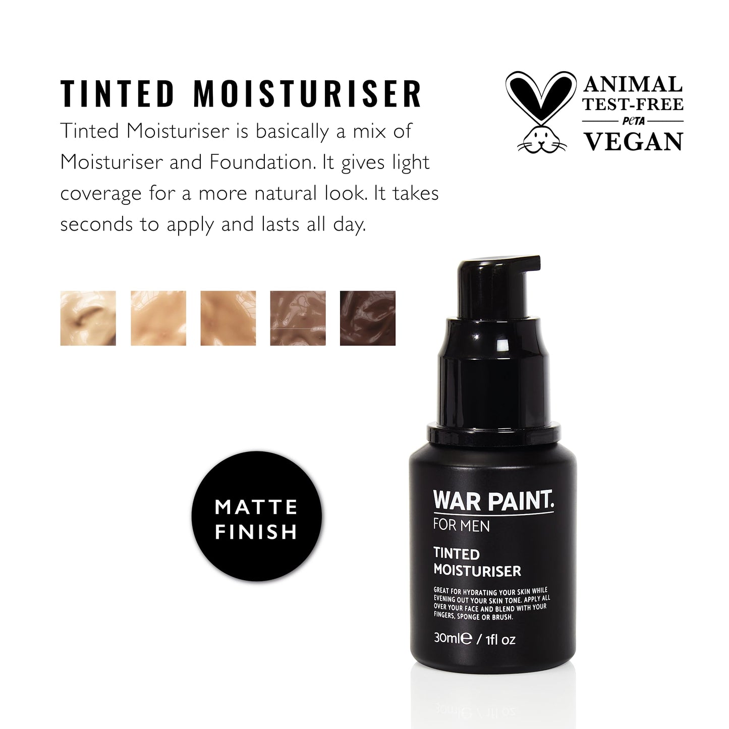 War Paint For Men Tinted Moisturizer & Light Foundation for Face - Vegan Friendly & Cruelty-Free - Natural Looking Makeup For Men - Fair Shade - 30ml