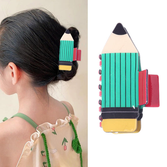 Back To School Hair Claw Clips Pencil Hair Clips for Women Claw Clips for Thick Thin Hair Cute Strong Hold Medium Claw Clip Non-Slip Hair Accessories for Women Styling Decorative(Green)