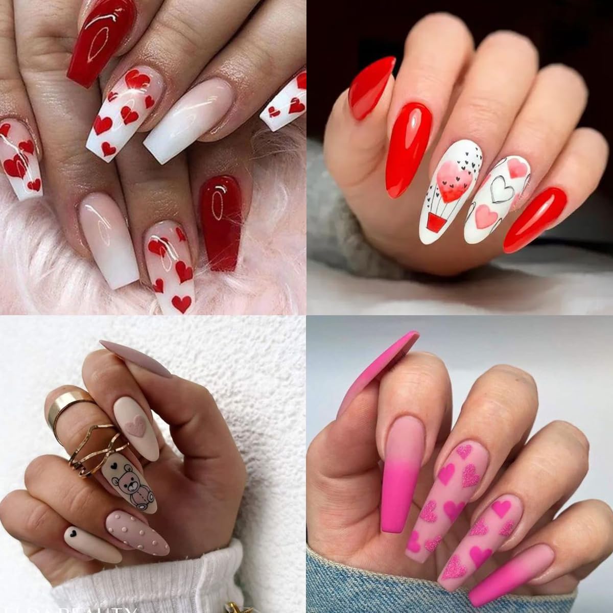 12 Sheets Valentine's Day Nail Stickers Water Transfer DIY Self-Adhesive Nail Stickers Heart Rose Love Sexy Lips Lipstick Valentines Nail Art Tattoo Stickers Nail Decoration for Women Girls