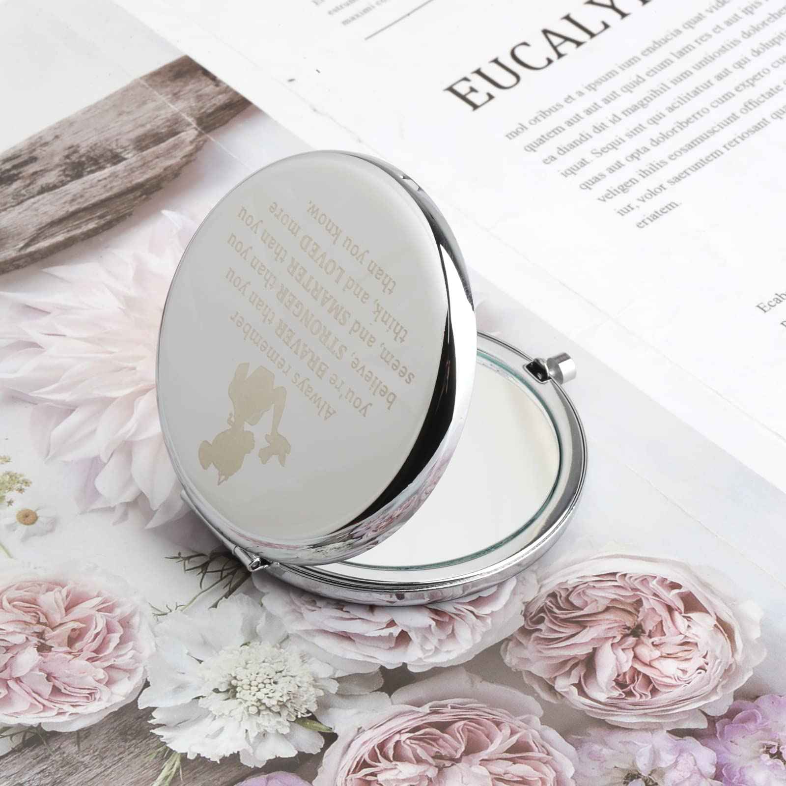 MYOSPARK Frog Inspired Gift Princess Fans Gift Princess Compact Makeup Mirror Jewelry Frog Lover Gift Fandom Gift (P-Frog Mirror-Silver)