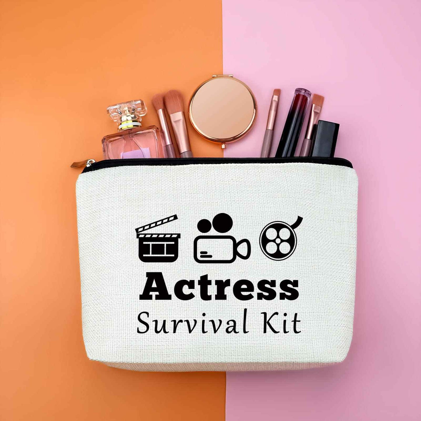 Gfhzdmf Actress Gift Acting Gift for Drama Actor Actress Makeup Bag Theater Present Zipper Pouch Theatre Drama Travel Cosmetic Pouch Funny Actor Student Presents Musical Teacher Graduation prezzie