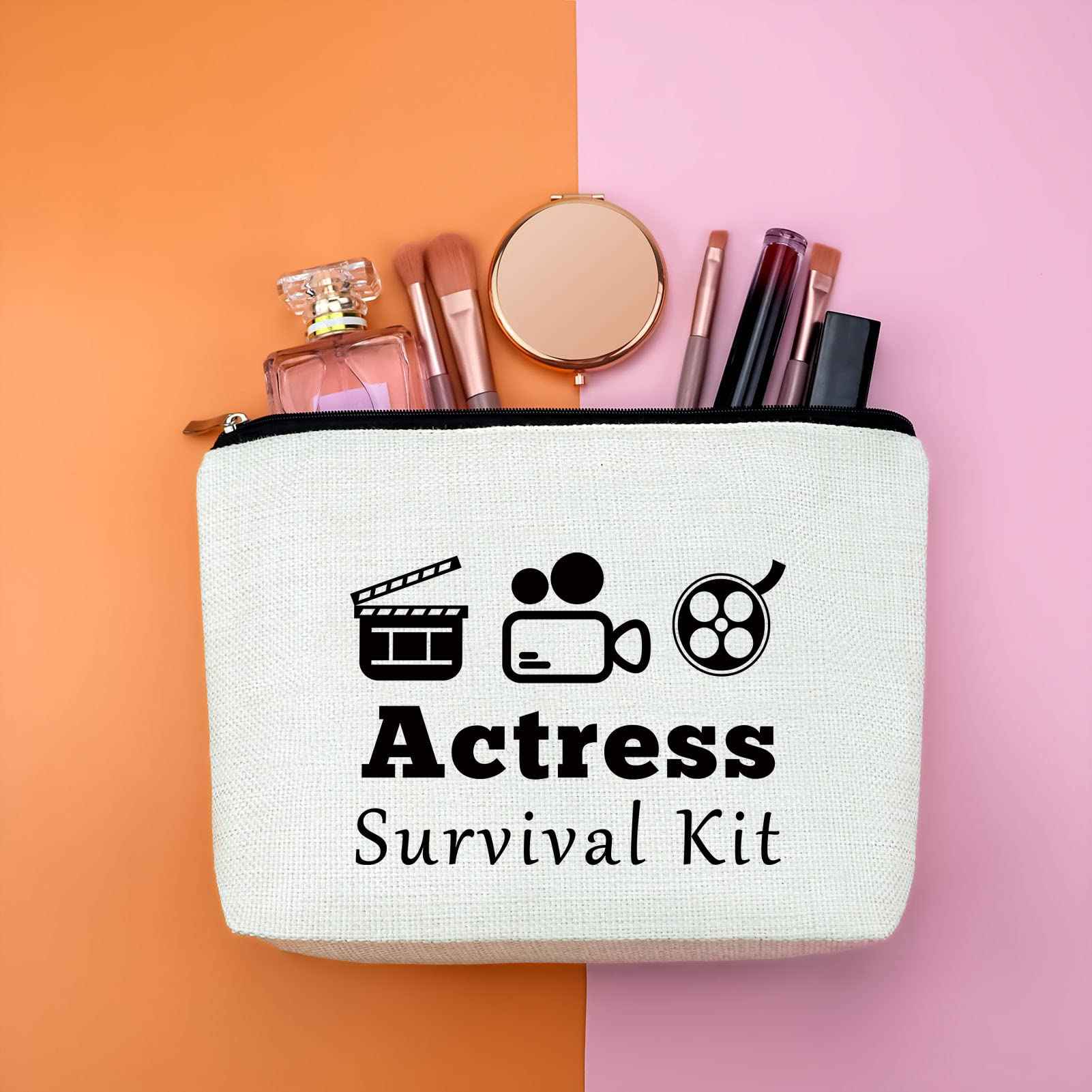 Gfhzdmf Actress Gift Acting Gift for Drama Actor Actress Makeup Bag Theater Present Zipper Pouch Theatre Drama Travel Cosmetic Pouch Funny Actor Student Presents Musical Teacher Graduation prezzie