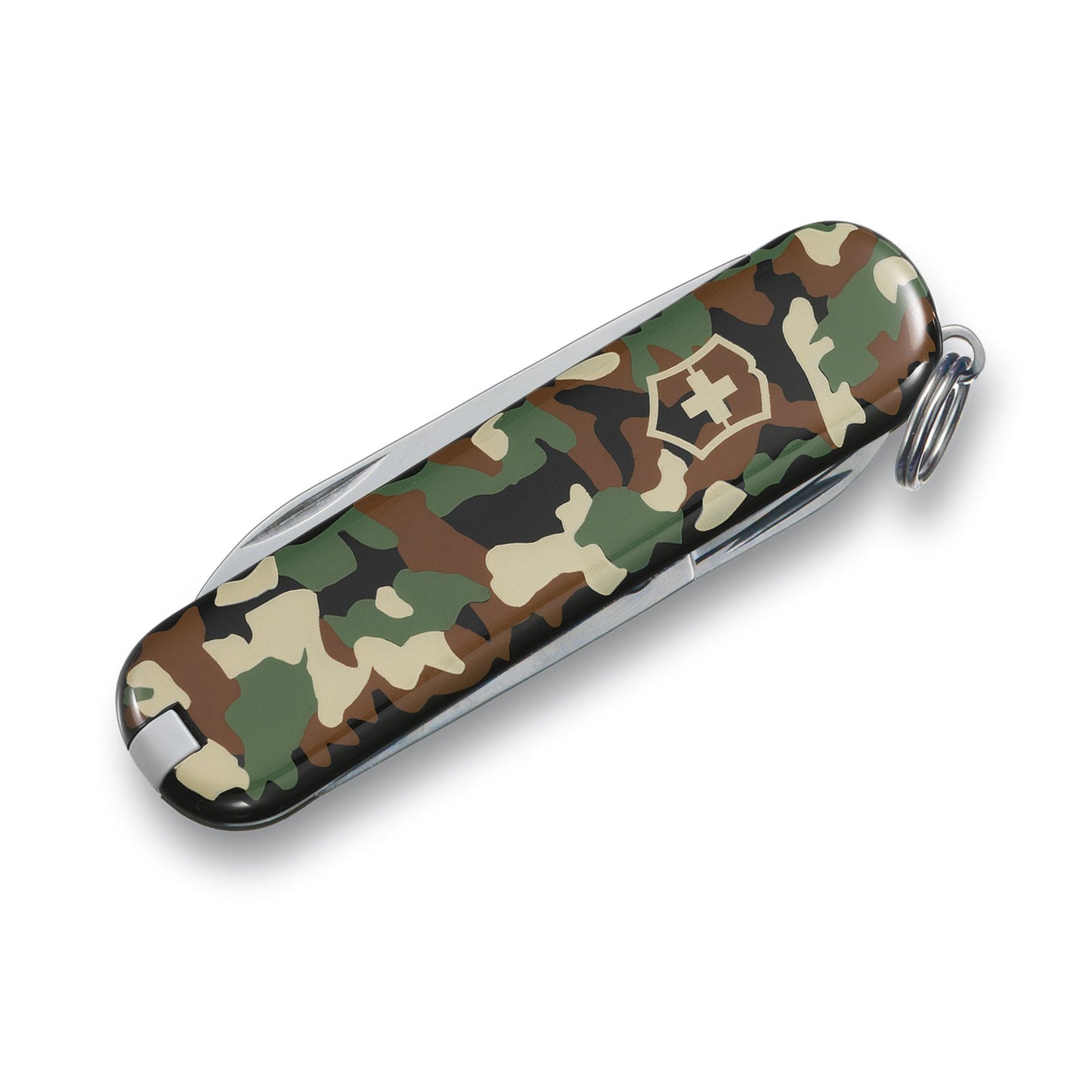 Victorinox Classic SD Swiss Army Knife, Compact 7 Function Swiss Made Pocket Knife with Small Blade, Screwdriver and Key Ring - Camo