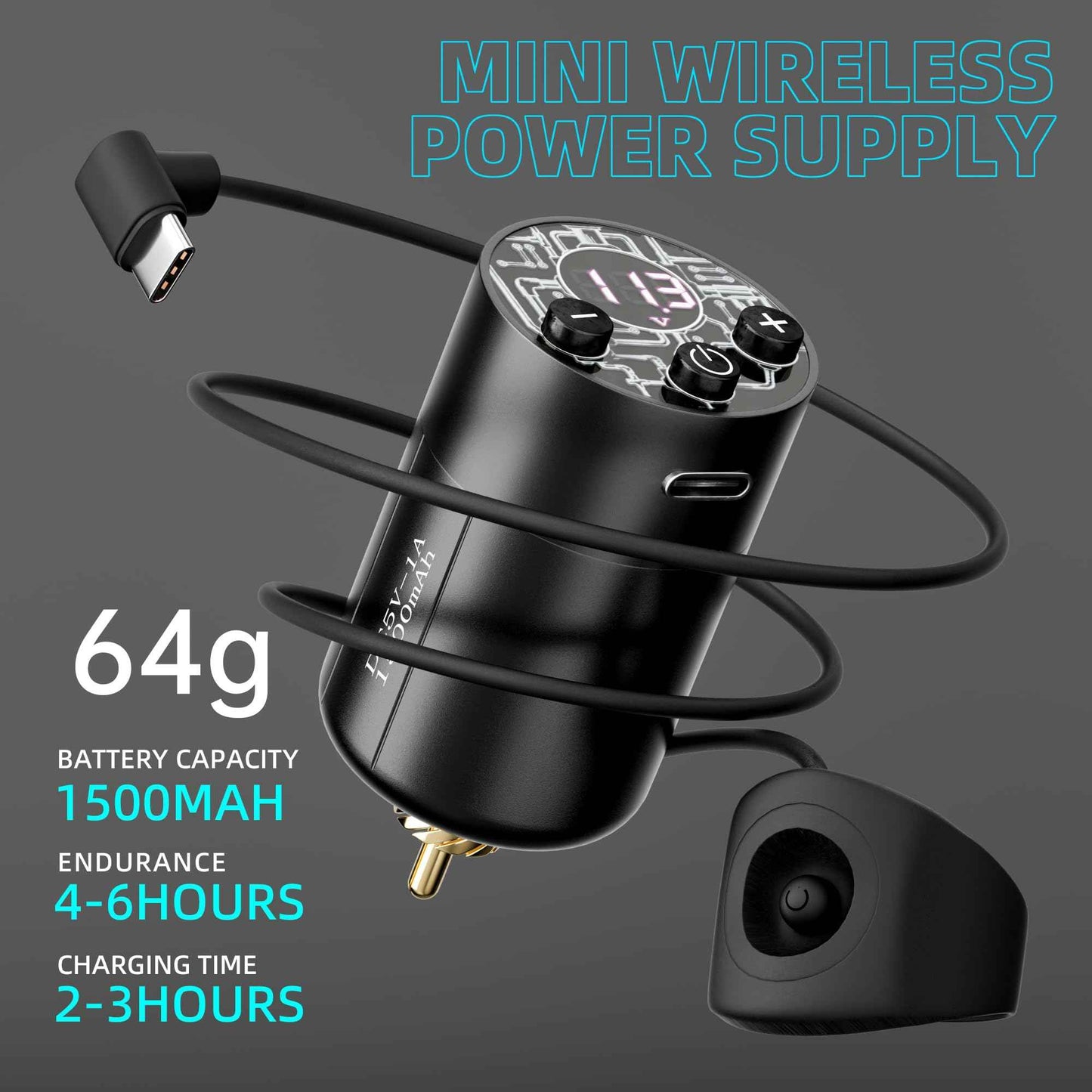 MIHERT Tattoo Gun Kit with Wireless Rotary Tattoo Machine, 1500mAh Battery, 20 Tattoo Cartridge Needles, 7 Tattoo Inks, Tattoo pen for Beginners and Professionals (TK-SZ-BG01)