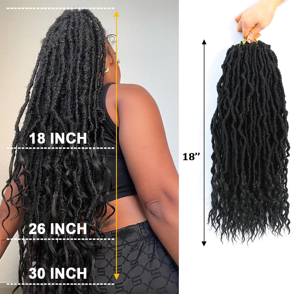 Faux Locs Crochet Hair (18 Inch) XCRUIQO Soft Locs with Curly Ends Goddess Locs Synthetic Boho Crochet Faux Locs for Women Pre Looped (7 Packs, Honey Orange)