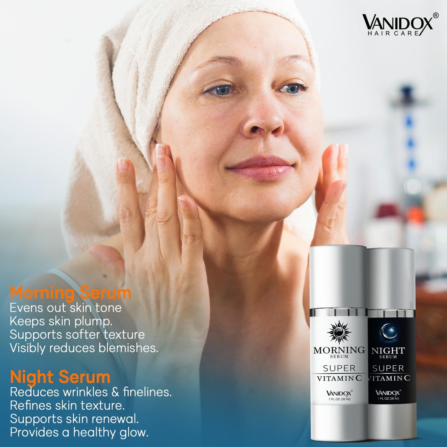 VANIDOX Super C Serum for Mature Skin, All-In-One Formula, Made in USA, Hydrates, Firms, Lifts, and Targets Wrinkles, Age Spots, and Fine Lines, Vitamin C Serum (1fl oz x 2)