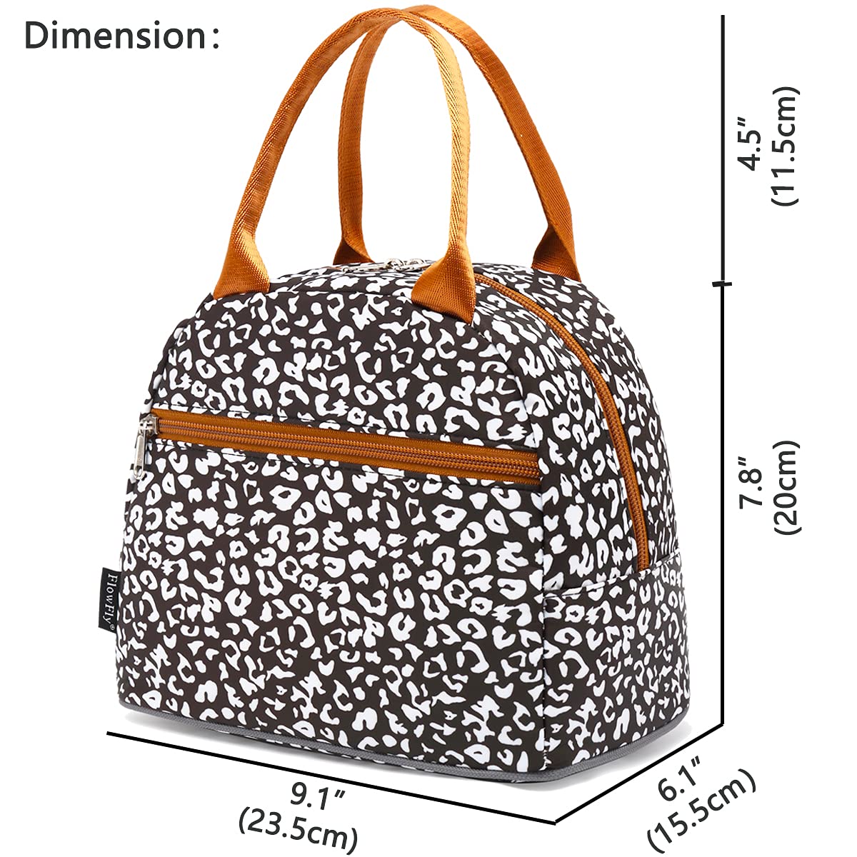 FlowFly Lunch Bag Tote Bag Lunch Organizer Lunch Holder Insulated Lunch Cooler Bag for Women/Men,Cow