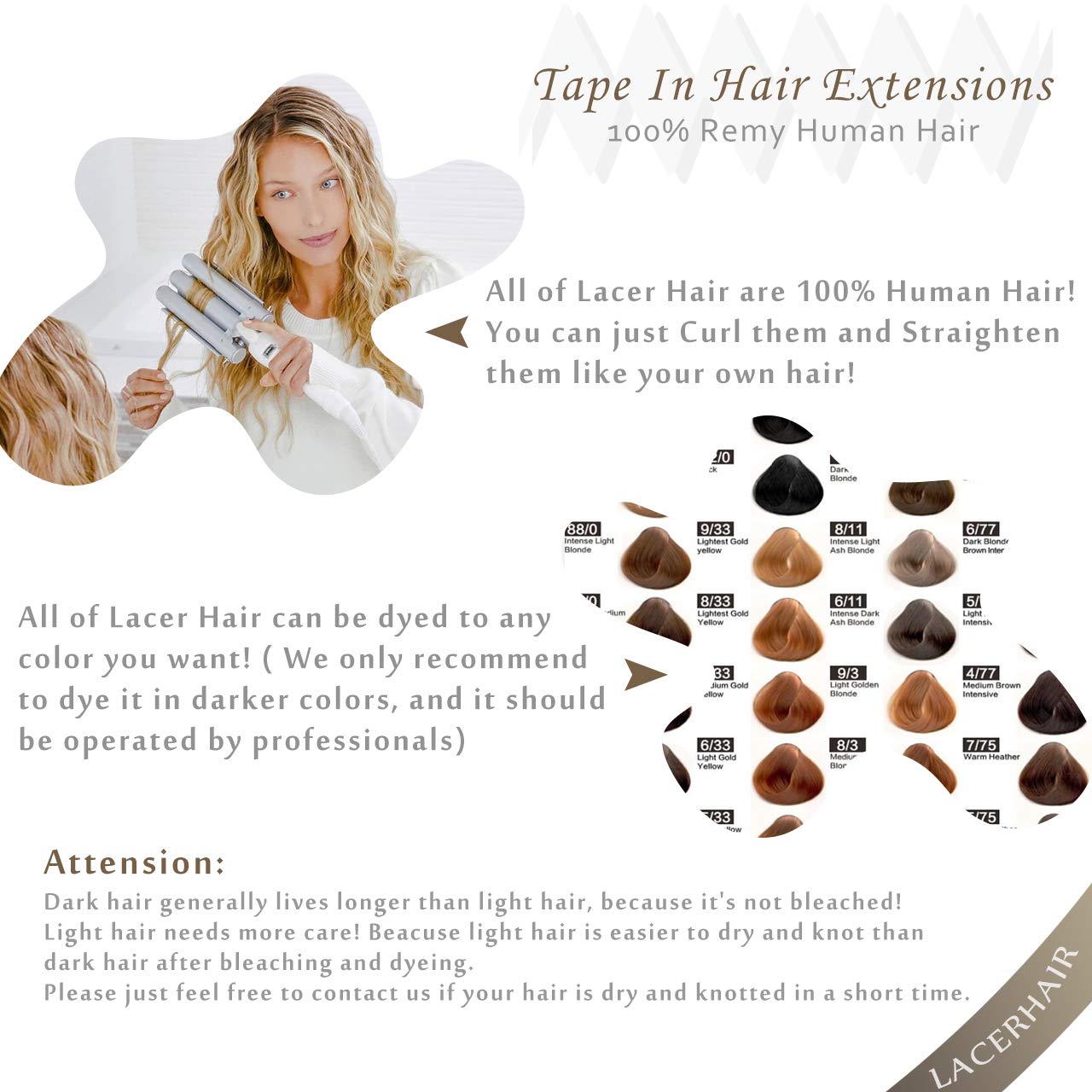 LacerHair Hair Extensions Tape in Human Hair Color #5 Dark Brown Fading to #12 Dirty Blonde with #5 Dark Brown Roots Natural Hair Extensions 20PCS 50G Tape in Straight Skin Weft 14 Inch