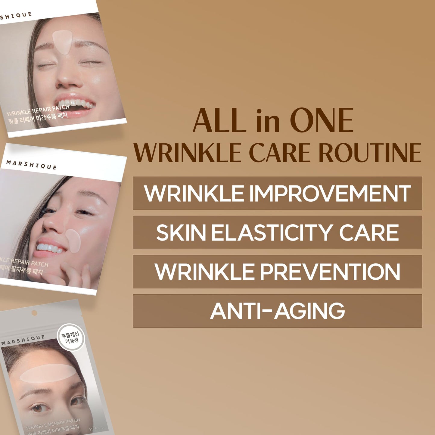 Marshique Wrinkle Repair Patches for Frown Lines Smile Lines Forehead Lines Non invasive Wrinkle Smoothers for Face Wrinkles - Korea Beauty Overnight Face Treatment