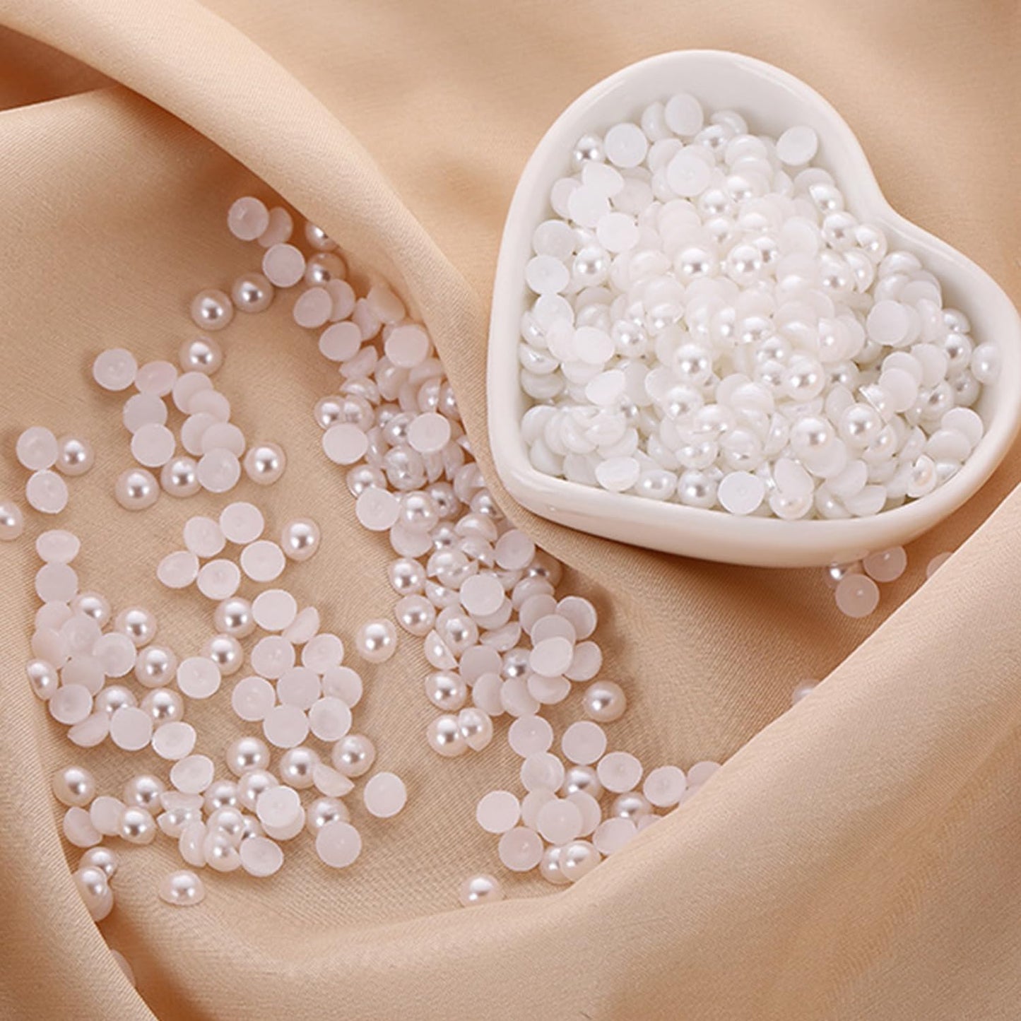 6500Pcs 2-10mm White Flatback Pearls for Crafting Nail Art Mixed Size Half Round Pearls Bulk for Artwork Making Craft DIY Accessory