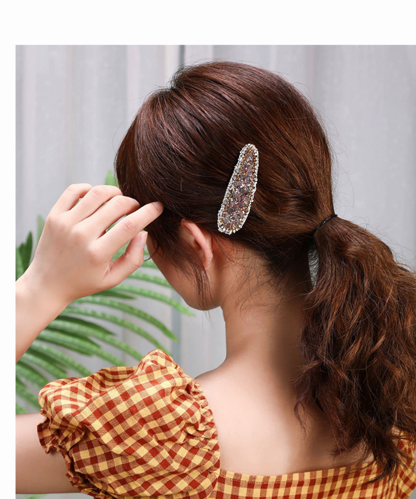 2 PCS Women Sparkly Hair Clips Handmade Crystal Rhinestone Alligator Duckbill Hairpin Hair Accessories (Version-2)