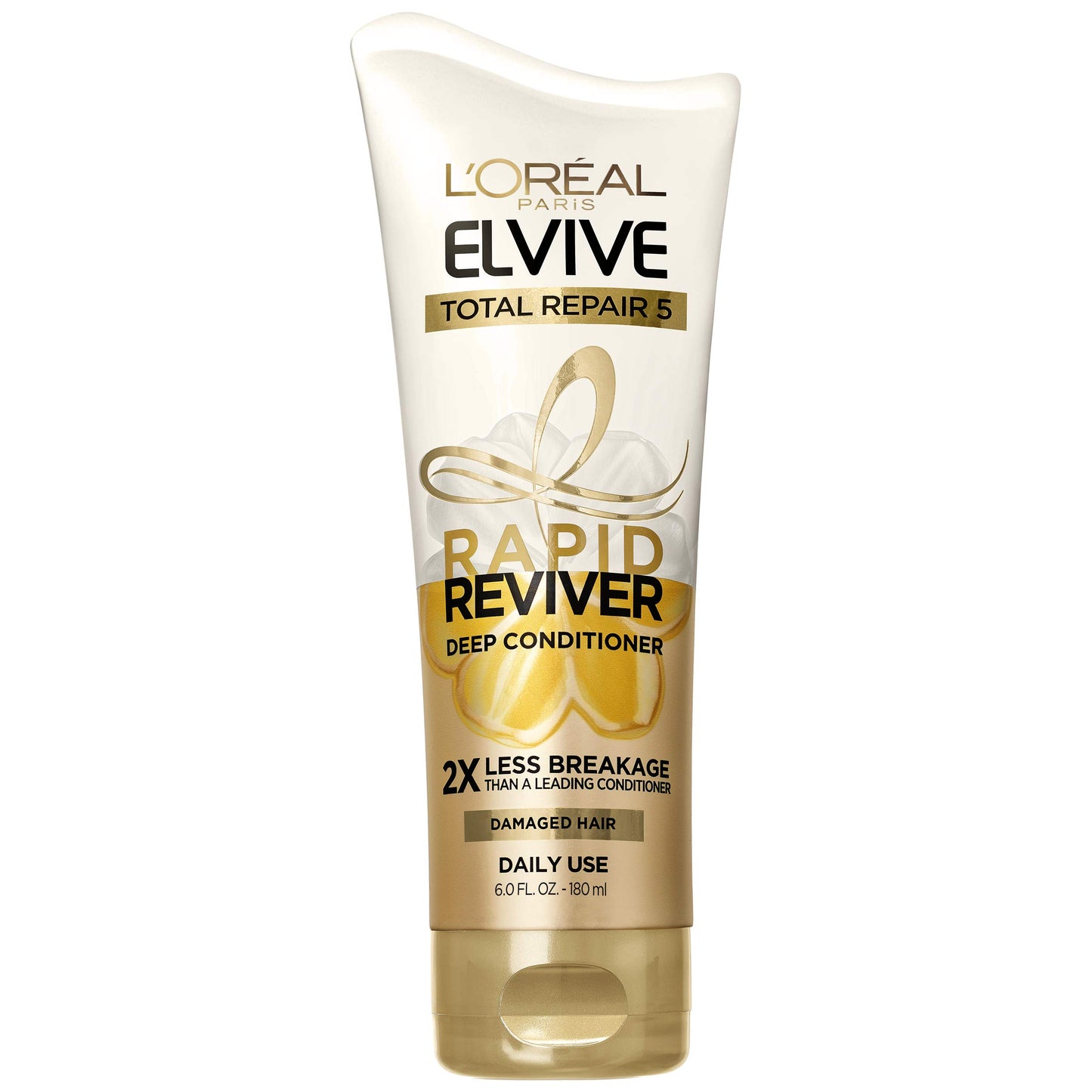 L'Oreal Paris Elvive Total Repair 5 Rapid Reviver Deep Conditioner, Repairs Damaged Hair, No Leave-In Time, Heat Protectant, with Damage Repairing Serum and Protein, 6 oz.