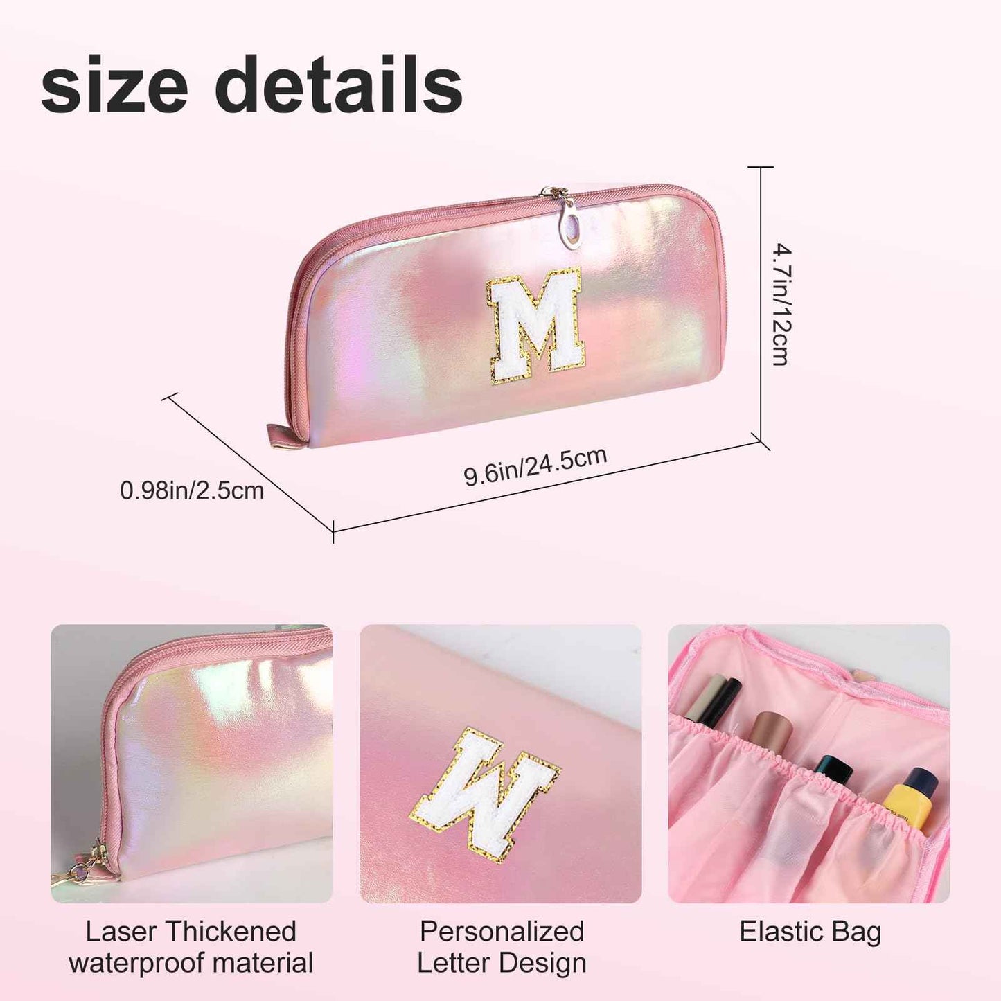 YRUBOHA Personalized Initial Makeup bag for woman,Travel Makeup Bag,Gift for Women,Mom,Monogram Preppy Makeup Bag Cosmetic Bag Set (Letter M)