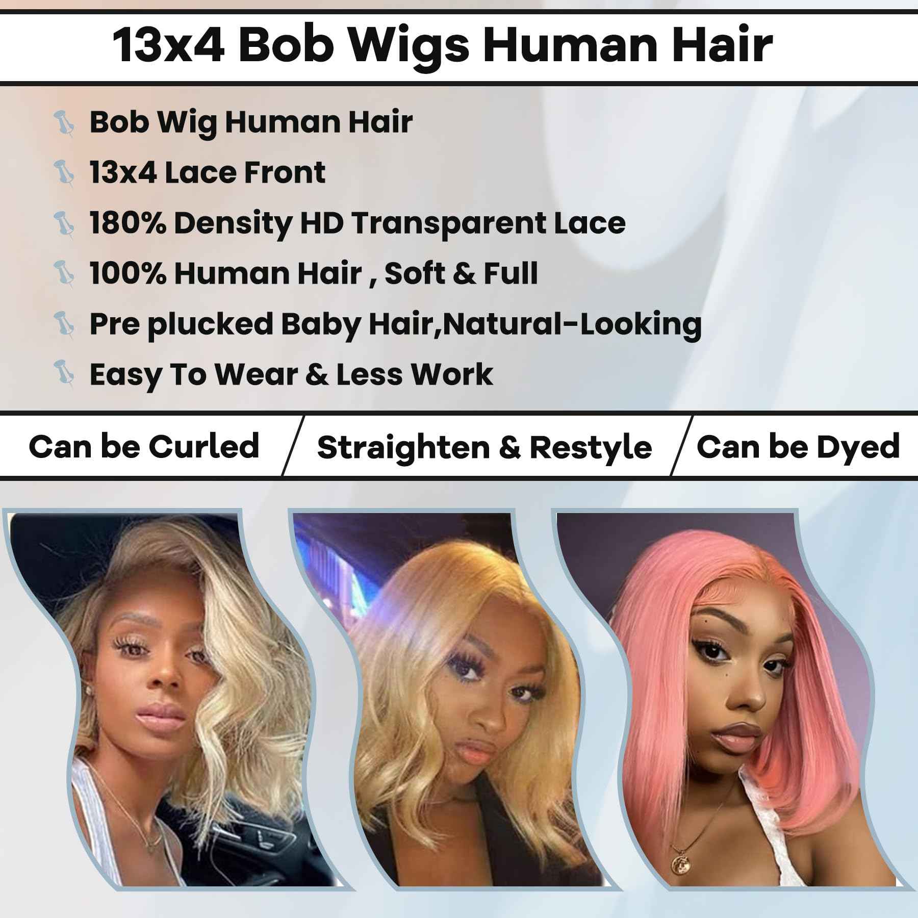 Blonde Bob Wig - 613 Lace Front, Human Hair, 13x4, HD, Pre-Plucked, 10in