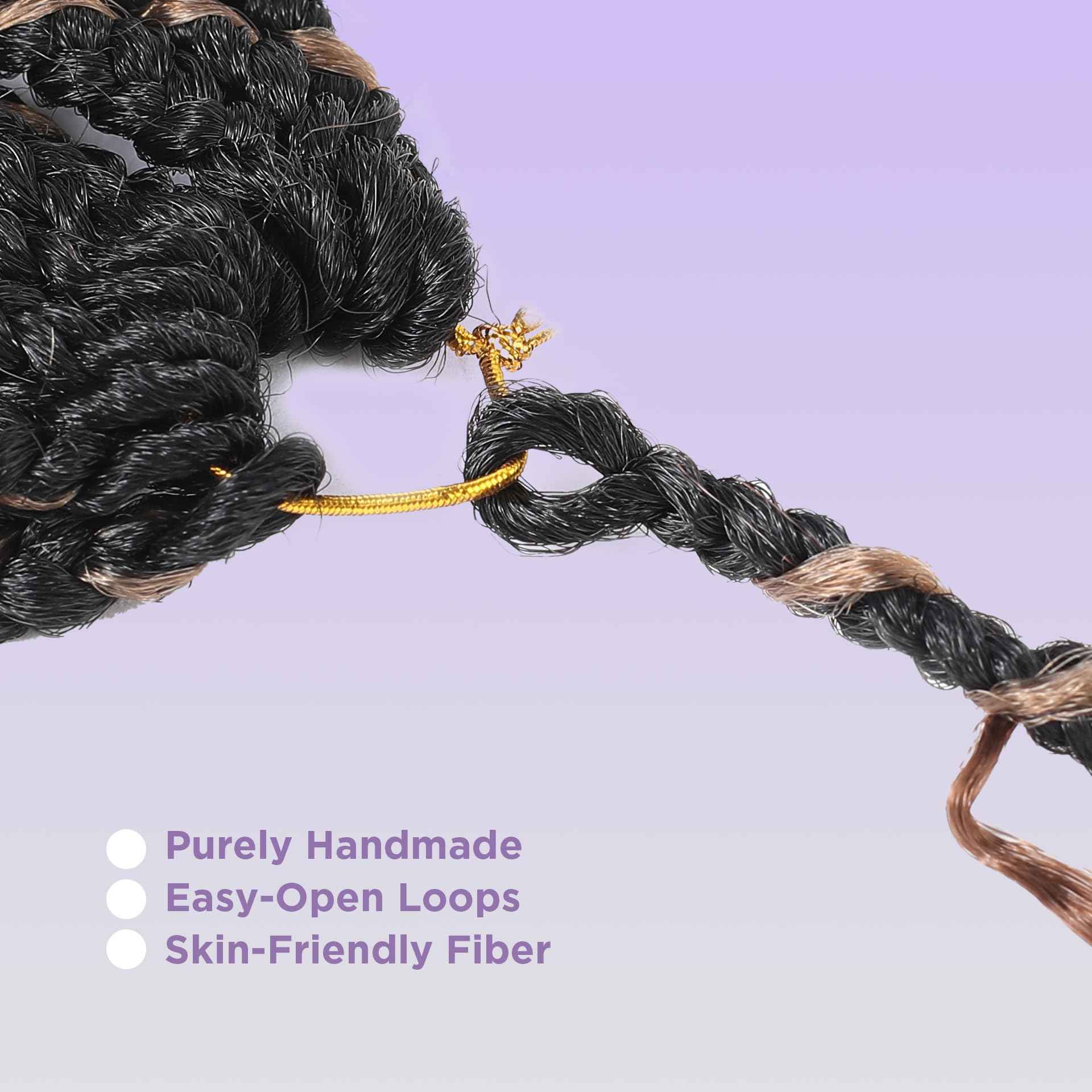 SALANNO Tornado Colorful Spirals Goddess Pre-looped Box Braid Extensions Crochet Hair for Black Women - Synthetic Boho Crochet Braids with Curly Ends(18inch, 9packs, 1B/27/30)