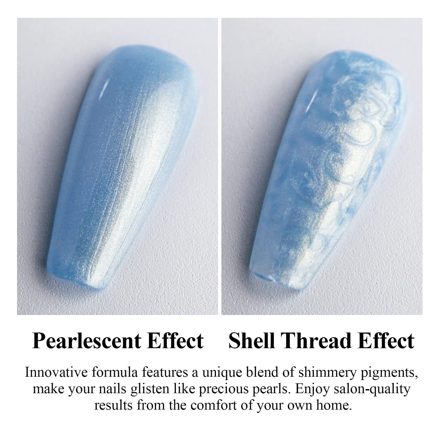 Imtiti Pearl Gel Nail Polish,0.5 Fl Oz Sky Blue Glitter Drawing Gel Polish Shell Thread Shimmer Mermaid Nail Gel Polish Soak Off UV LED for Home DIY Nail Art Manicure Salon