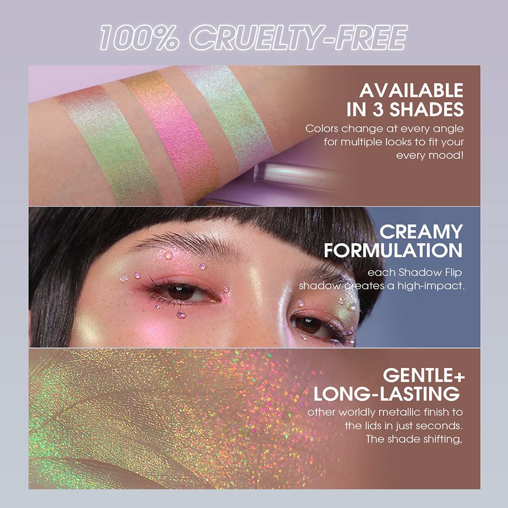 Jolilab Metallic Liquid Chameleon Eyeshadow, Multi-Dimensional Eye Looks, Long-lasting Holographic Glitter Multichrome Eyeshadows Makeup (#Ember+#GX002)