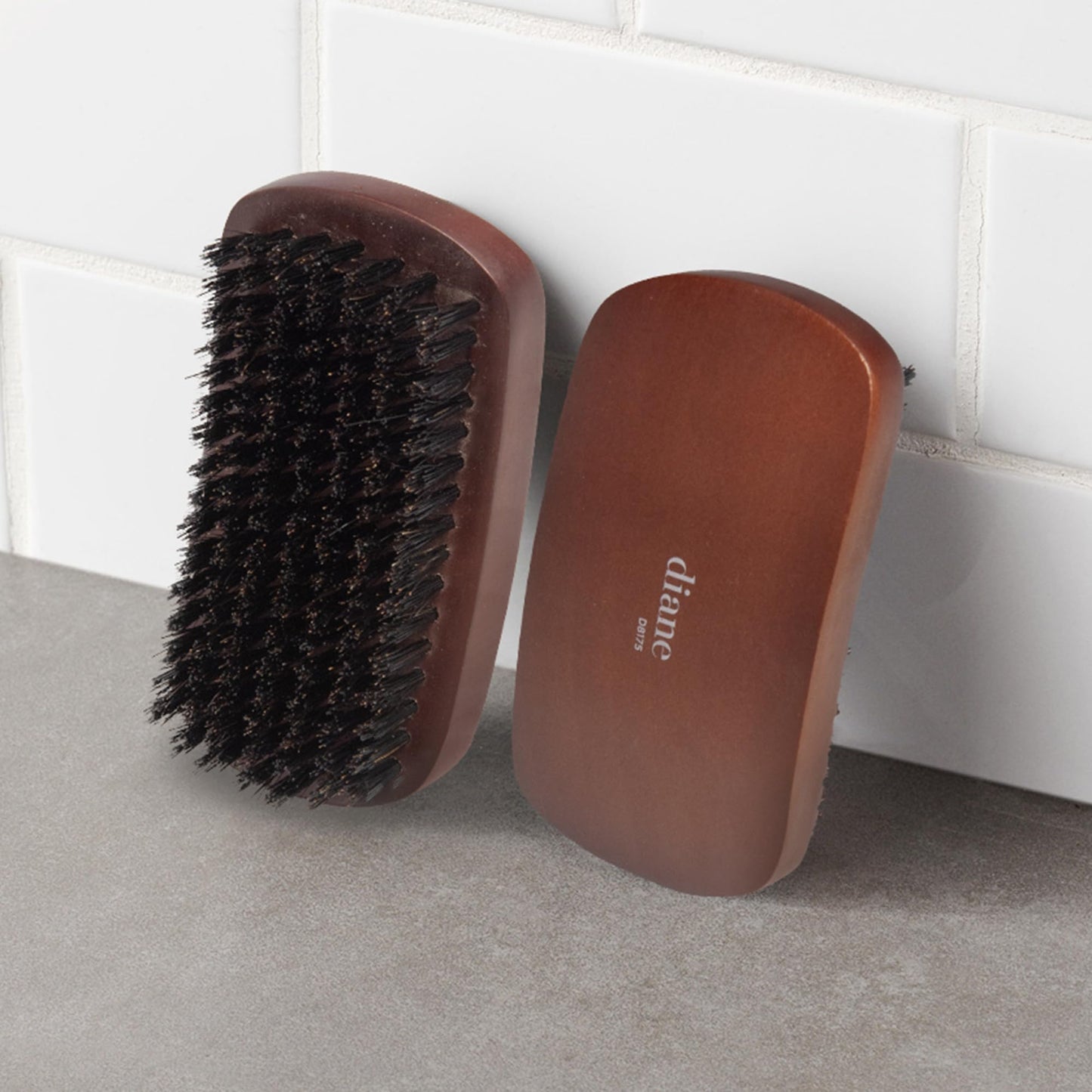 Diane Reinforced Boar Bristle Curved Military Wave Brush for Men and Barbers – Medium Bristles for Thick and Curly Hair – Use for Detangling, Smoothing, Wave Styles, Restore Shine and Texture