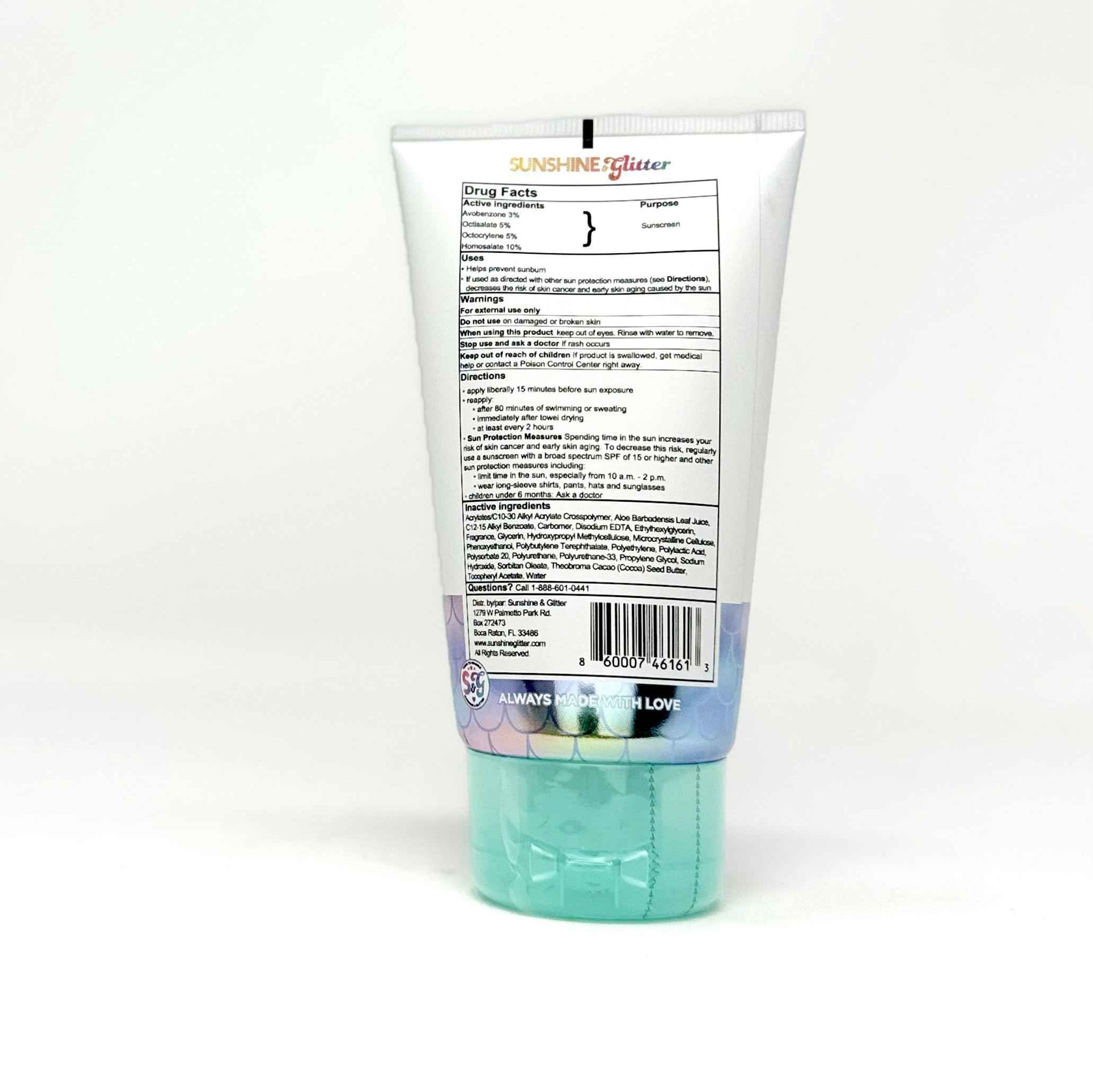 NEW! SUNSHINE & Glitter- Seastar Sparkle - Mermaid Watermelon Lemonade Scented Sunscreen lotion - SPF 50 - Biodegradable Glitter Sunscreen, Water Resistant, Cruelty Free, Kid Safe, Made in USA, 3.4oz