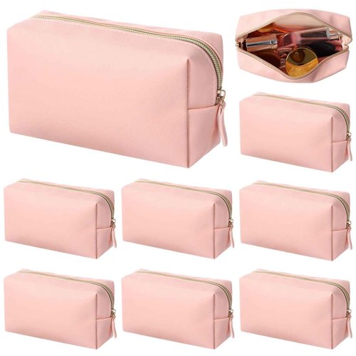 8 Pcs Small Makeup Bags, PU Leather Preppy Bags for Women, Waterproof Cosmetic Pouches, Portable Toiletry Bags for Travel, Daily Storage Beauty Organizers